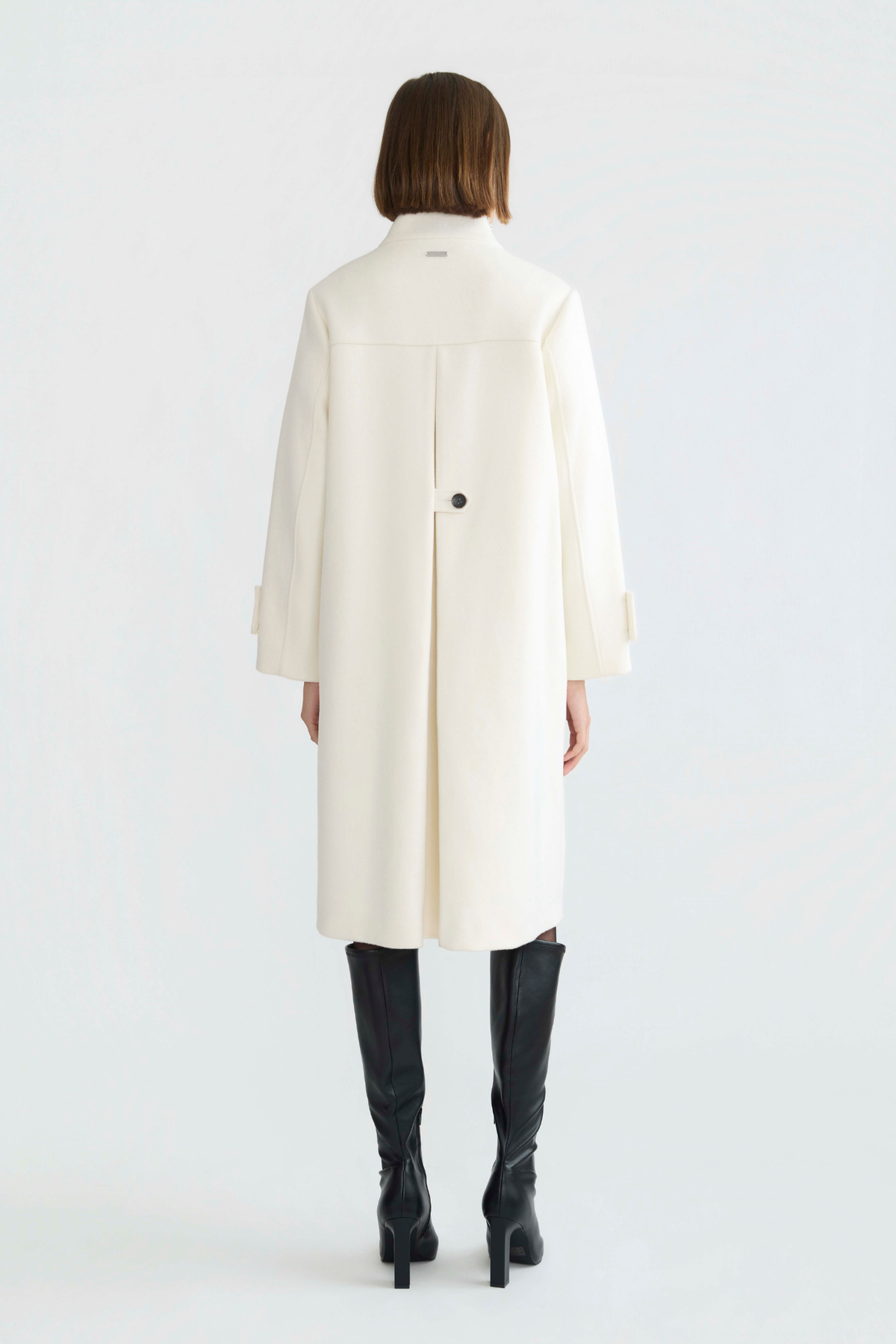 Dorian, long double-breasted funnel-neck coat