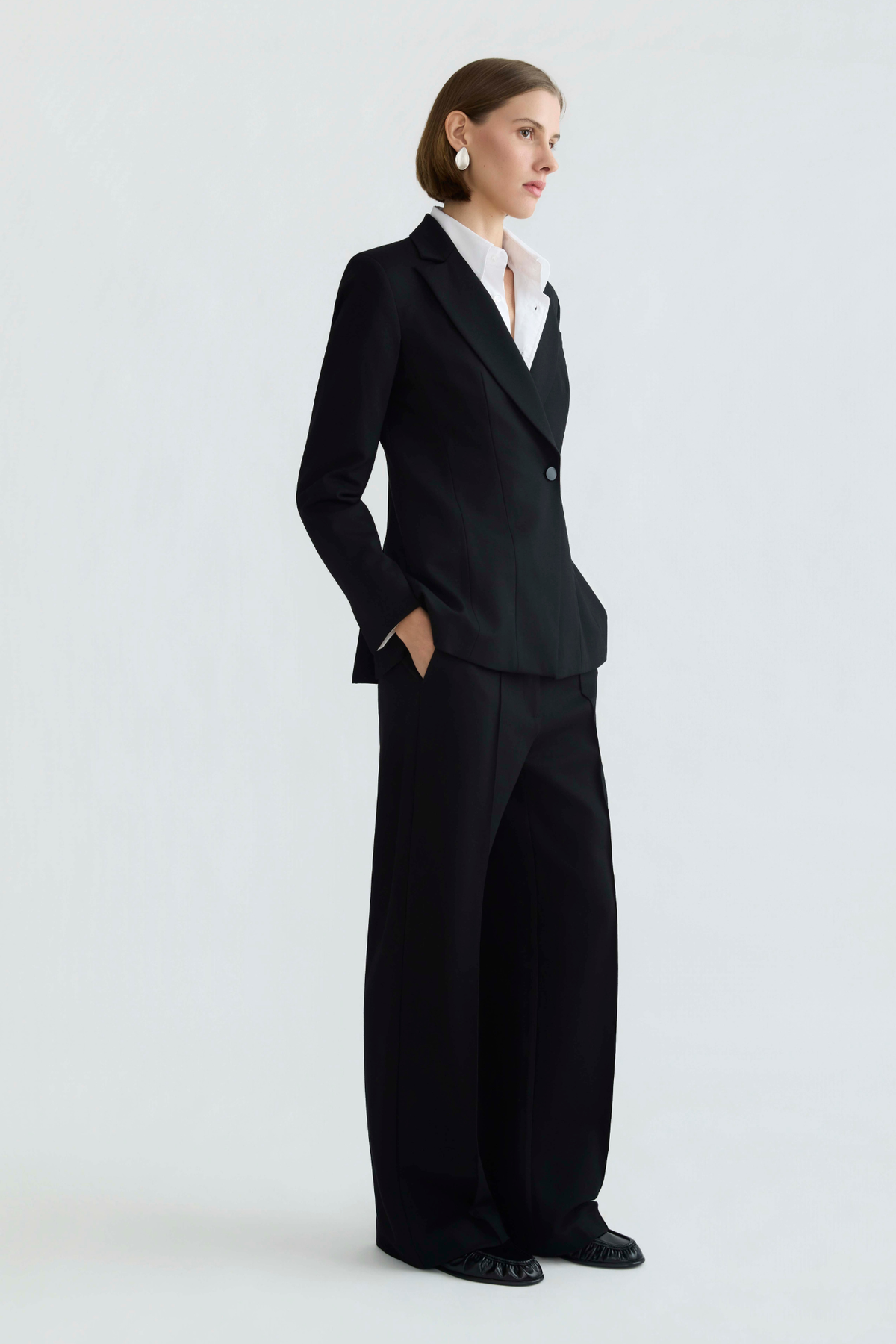 Drew, single-breasted asymetrical stretch ponte blazer