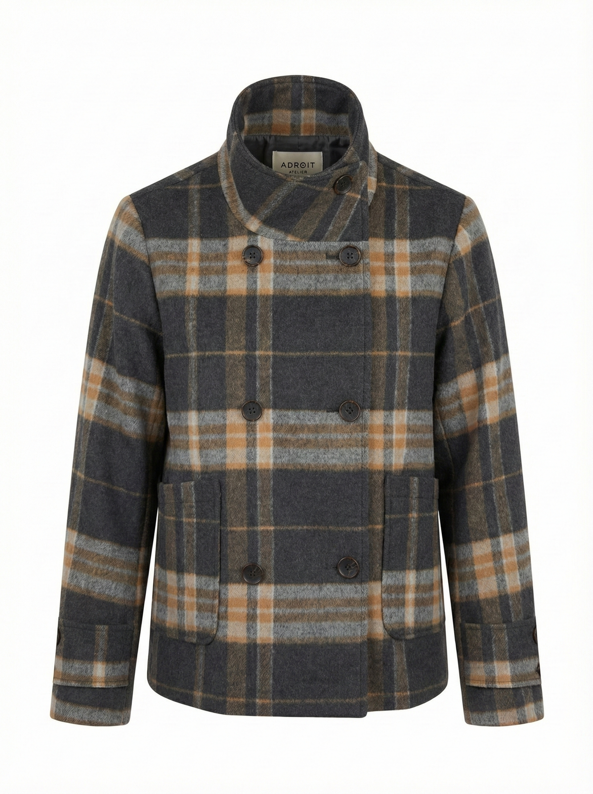 Dakota, double breasted funnel neck short jacket