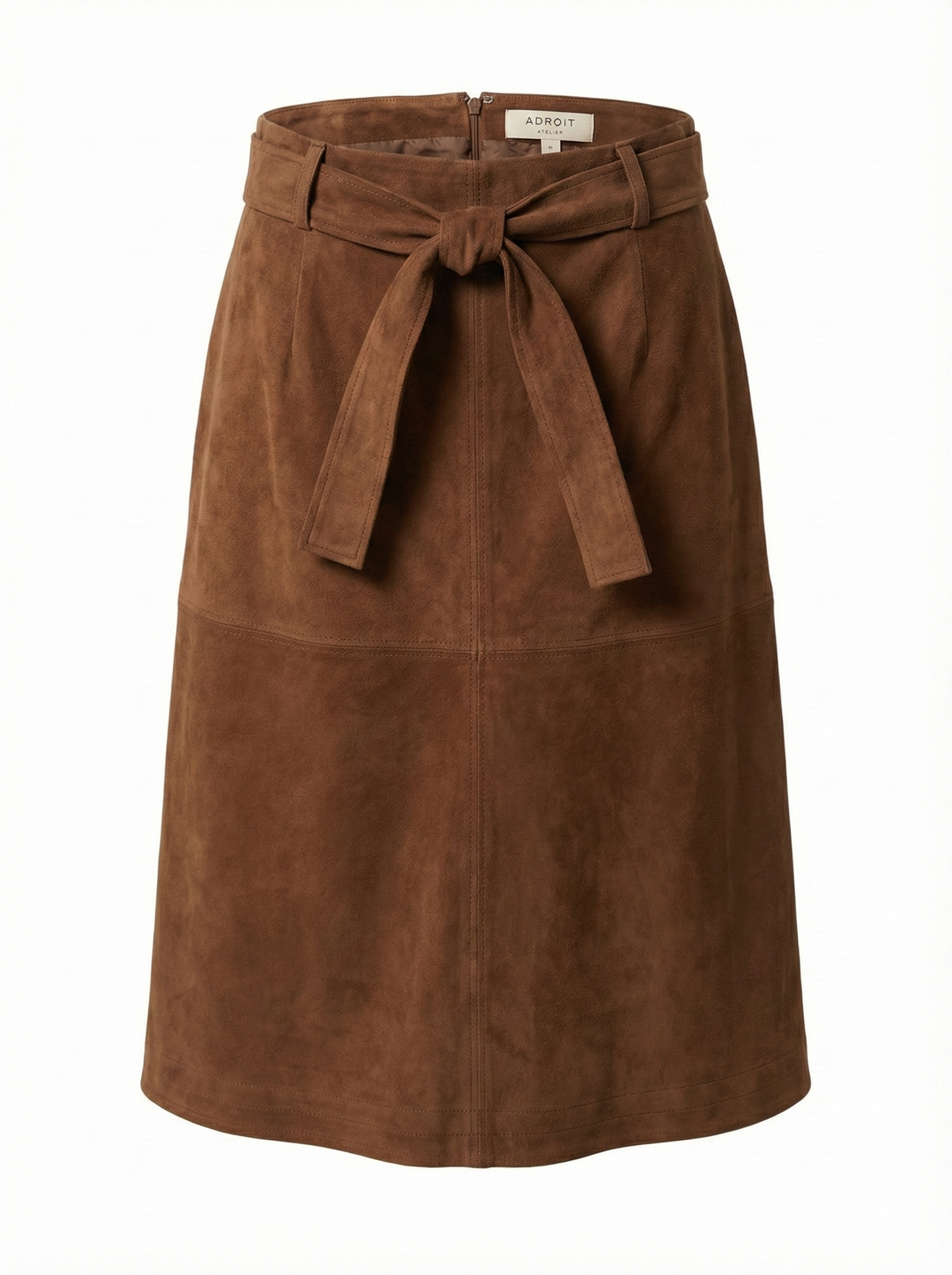 Dandy, slighlty A-line belted faux suede skirt