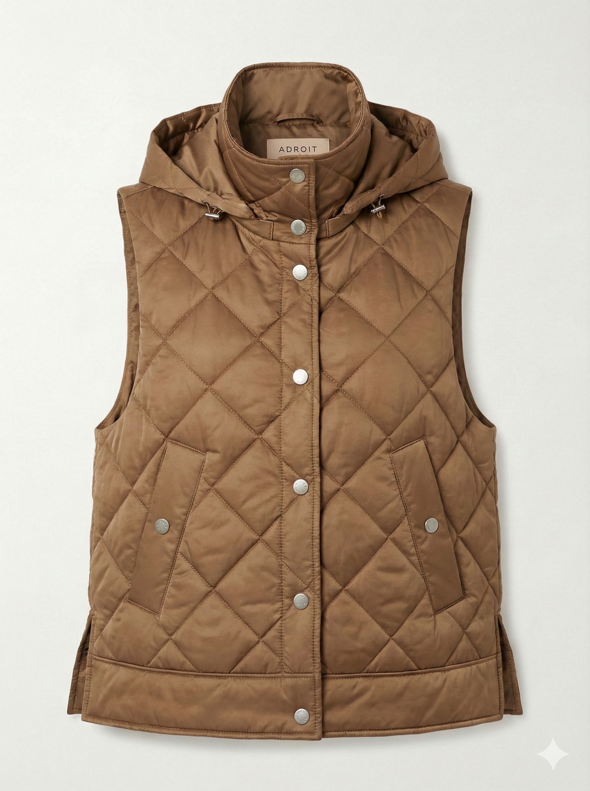 Daniela, sleeveless diamond quilted vest w/detachable hood