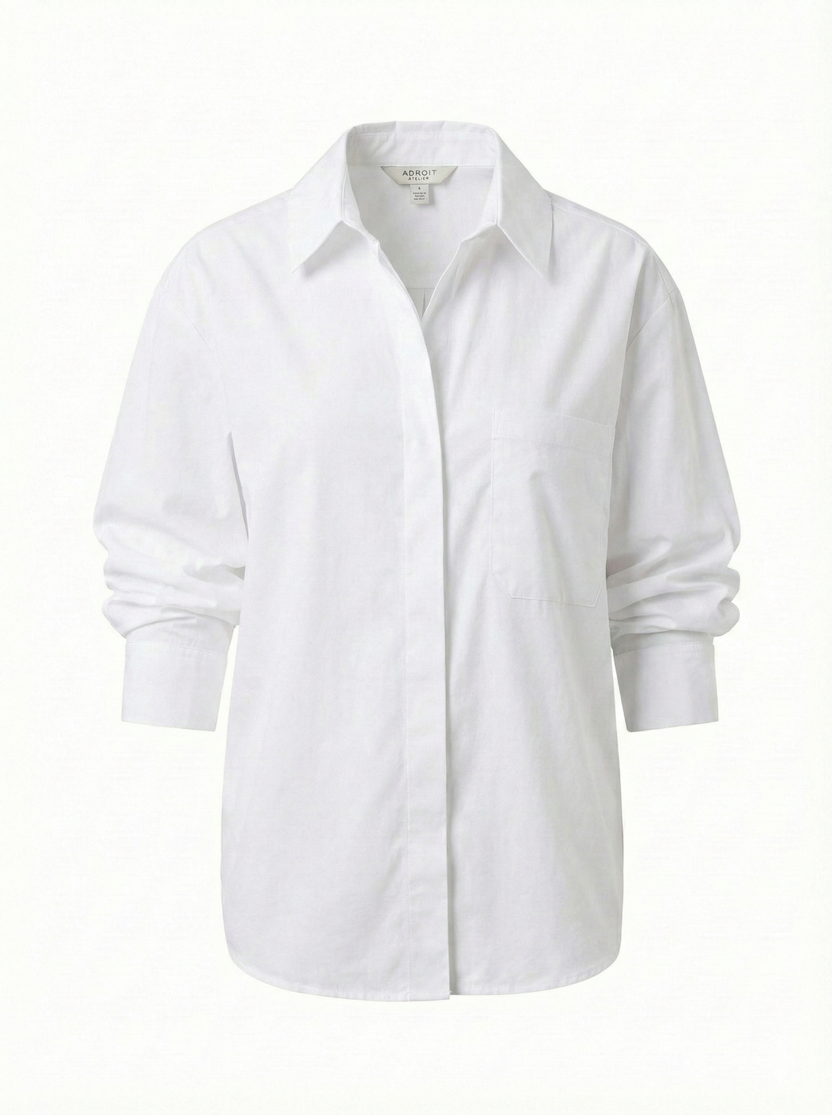 Daria, button-front shirt with ruched sleeves