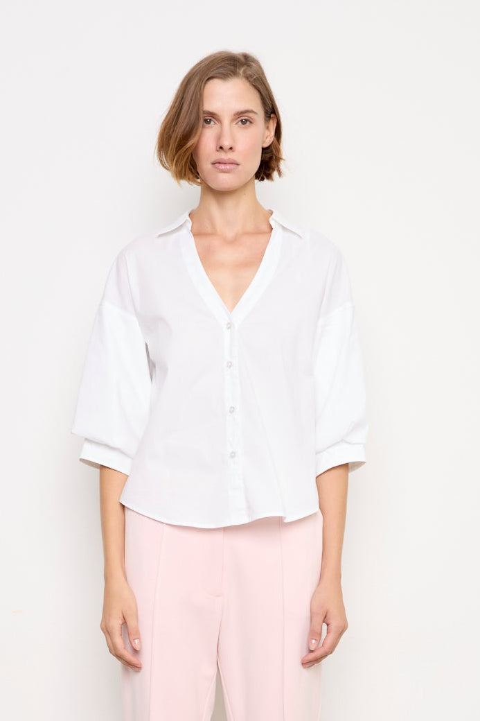 Demi, Open-collar shirt with balloon sleeves