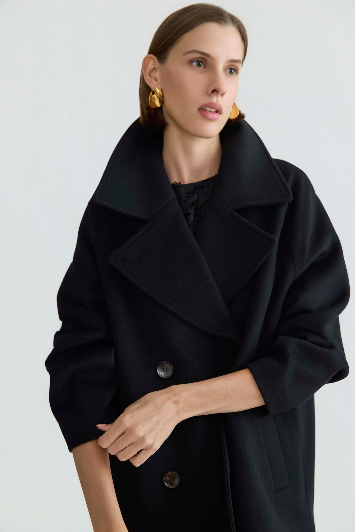 Jordan, double-breasted raglan sleeve wool blend coat