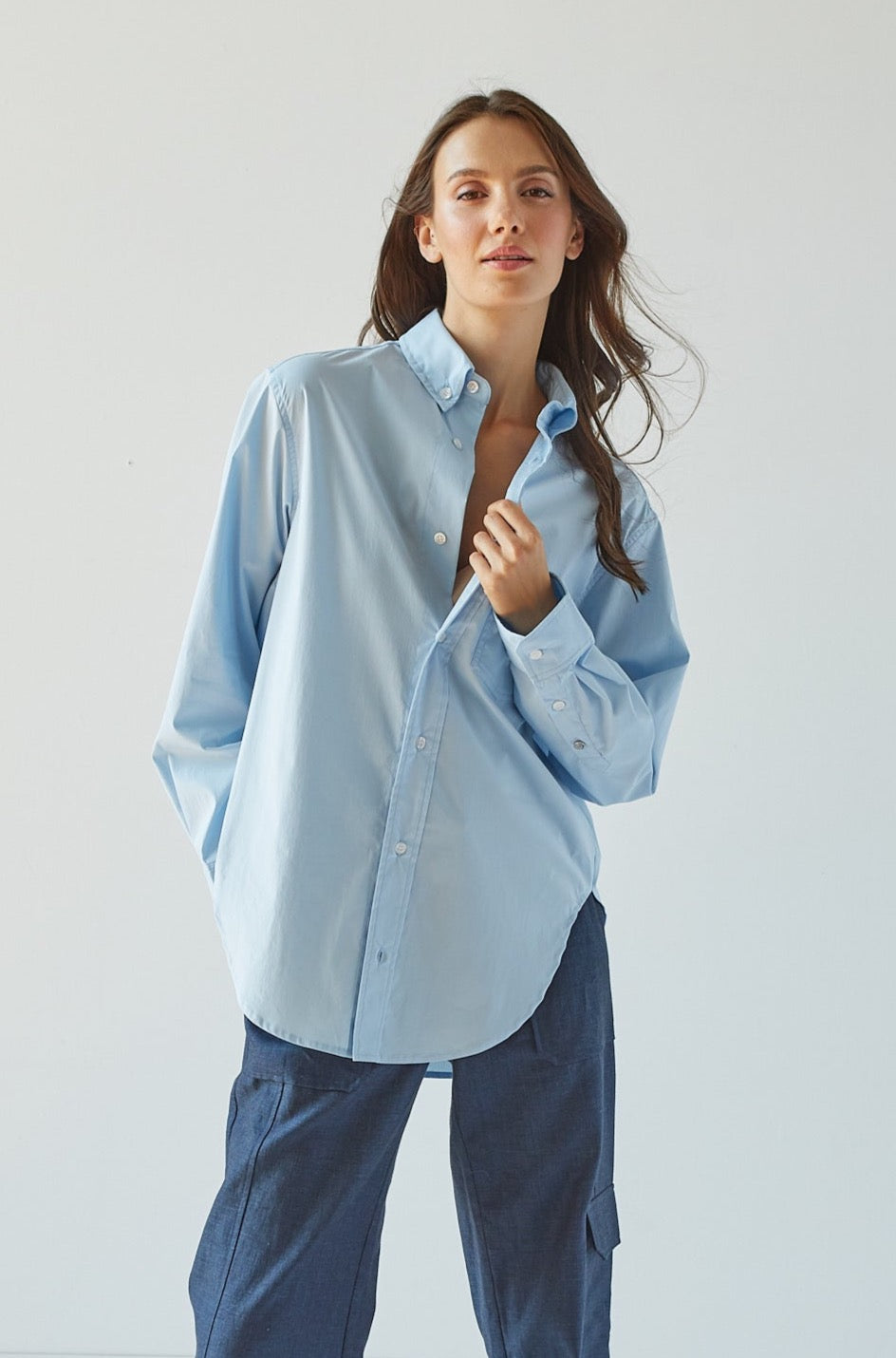 Kean boyfriend solid button down shirt