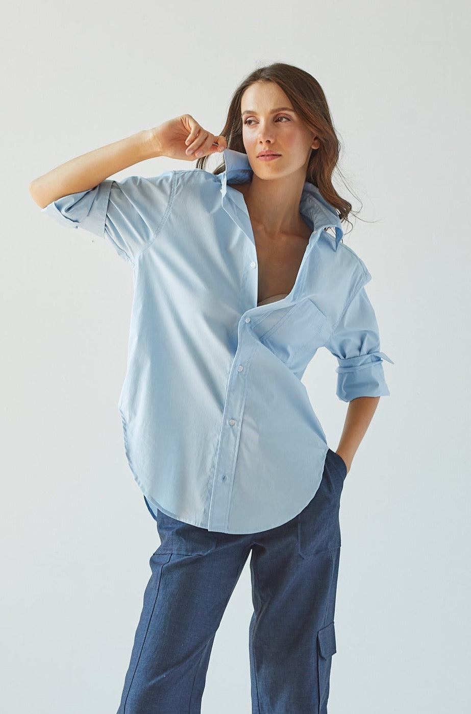 Kean boyfriend solid button down shirt