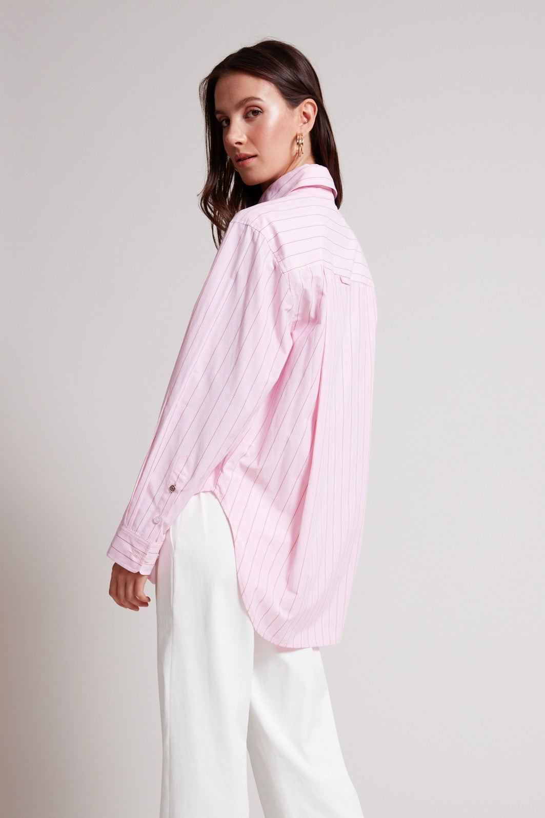 Kean boyfriend striped button down shirt