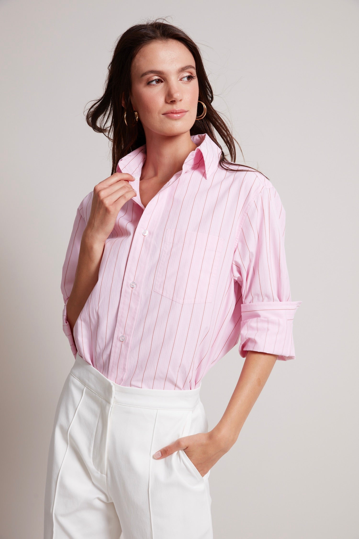 Kean boyfriend striped button down shirt
