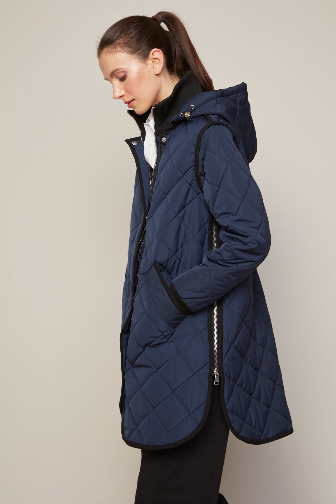 Libby, manteau matelassé à fermeture éclair avec capuchon amovible