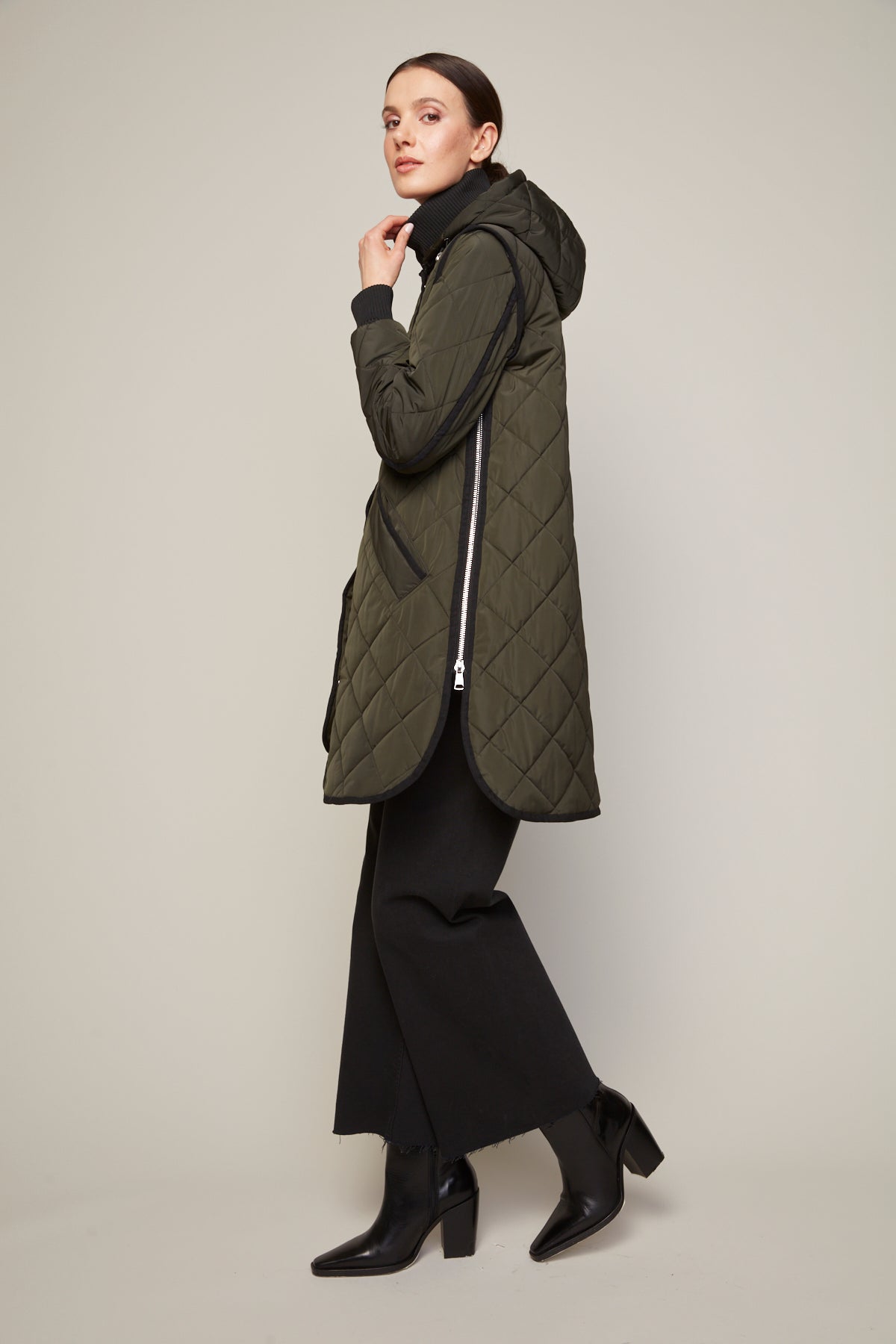 Libby, manteau matelassé à fermeture éclair avec capuchon amovible