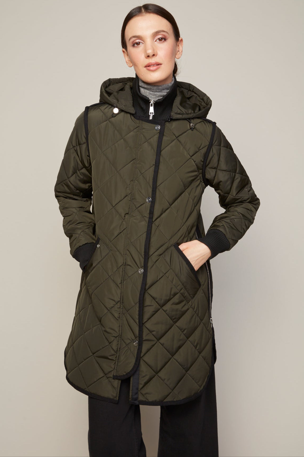 Libby, manteau matelassé à fermeture éclair avec capuchon amovible