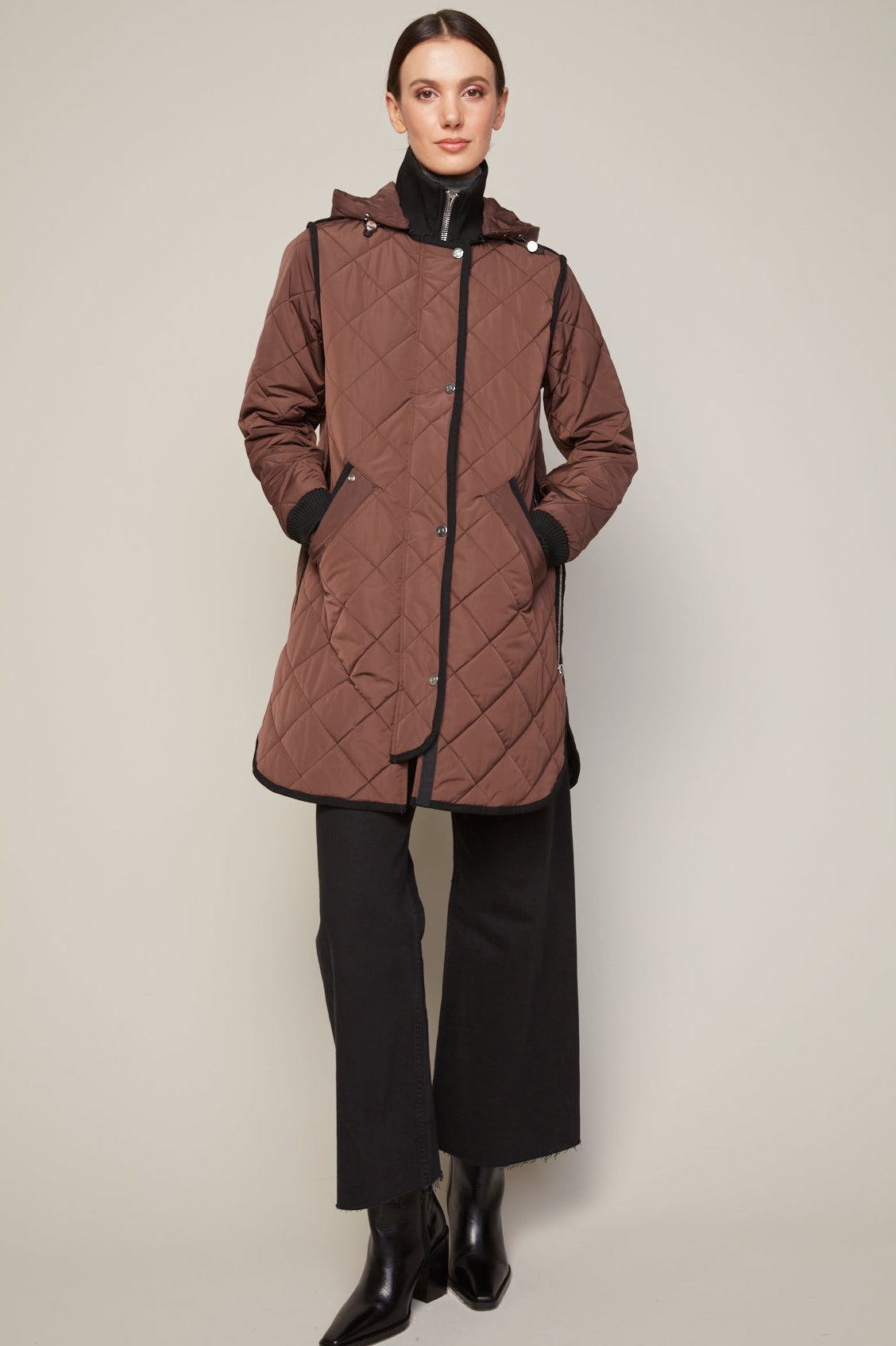 Libby, manteau matelassé à fermeture éclair avec capuchon amovible
