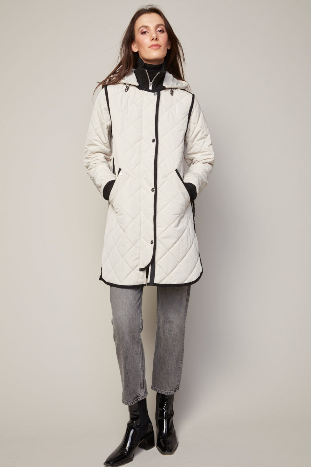 Libby, manteau matelassé à fermeture éclair avec capuchon amovible
