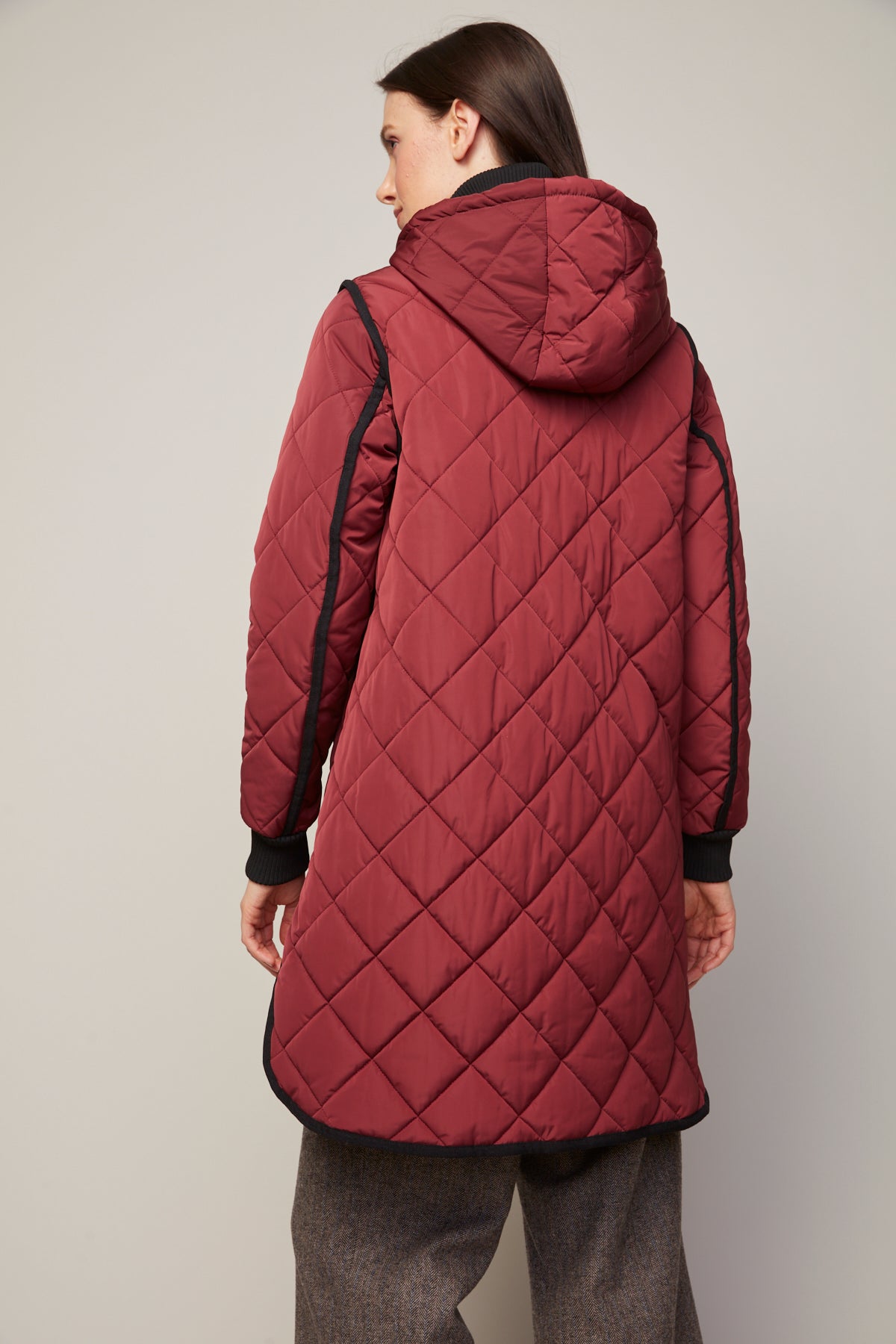 Libby quilted full zip coat with removable hood