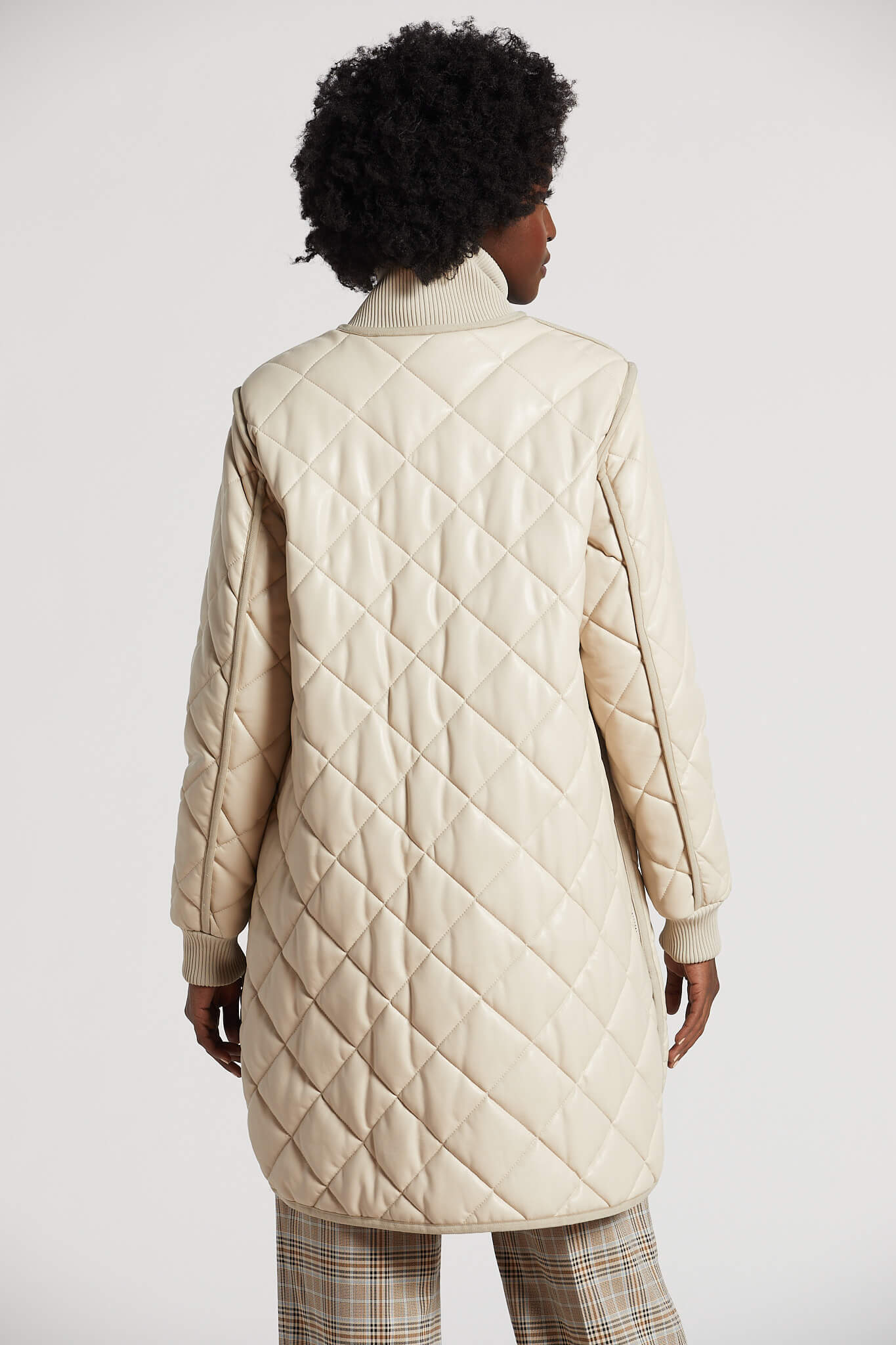 Liberty quilted full zip vegan leather coat w/ side zipper