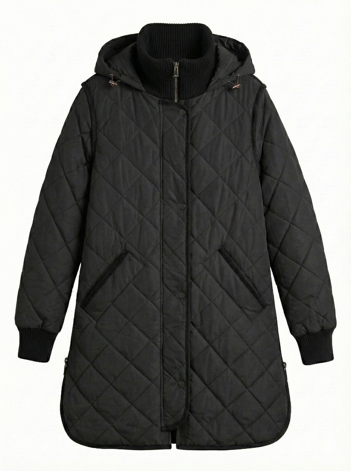Libby quilted full zip coat with removable hood