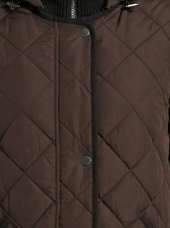 Livia, high-rib funnel-neck collar quilted jacket