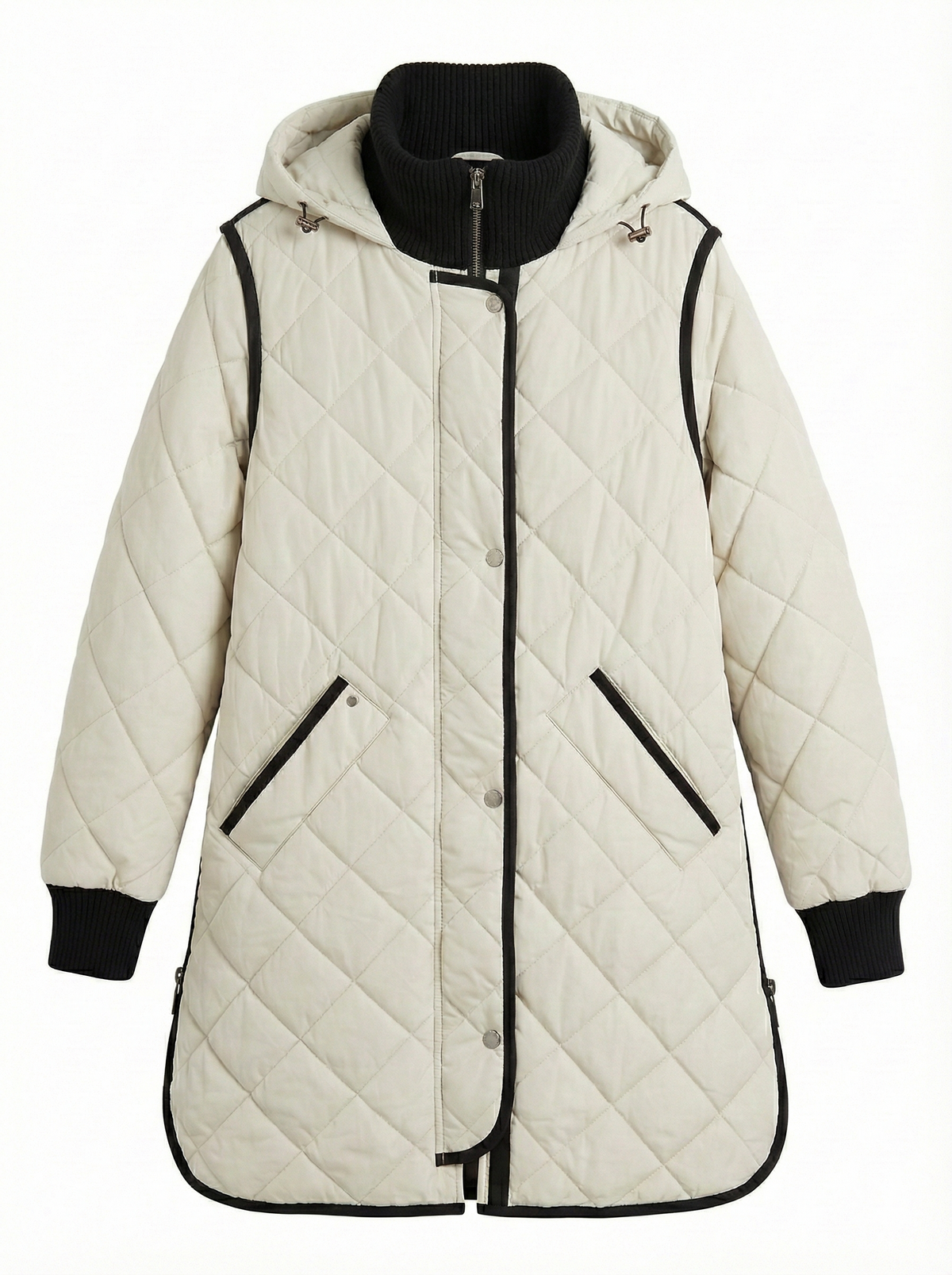 Libby, quilted full zip coat with removable hood
