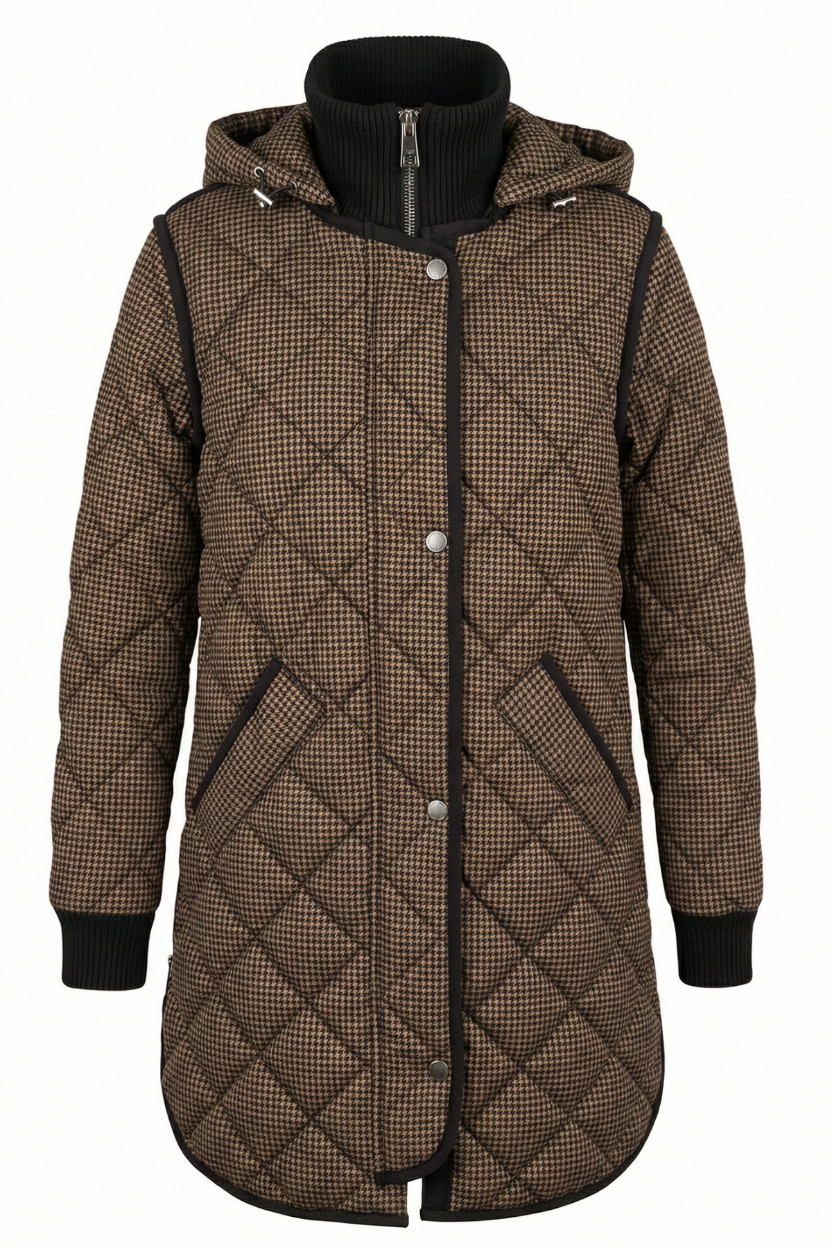 Libby, quilted full zip coat with removable hood