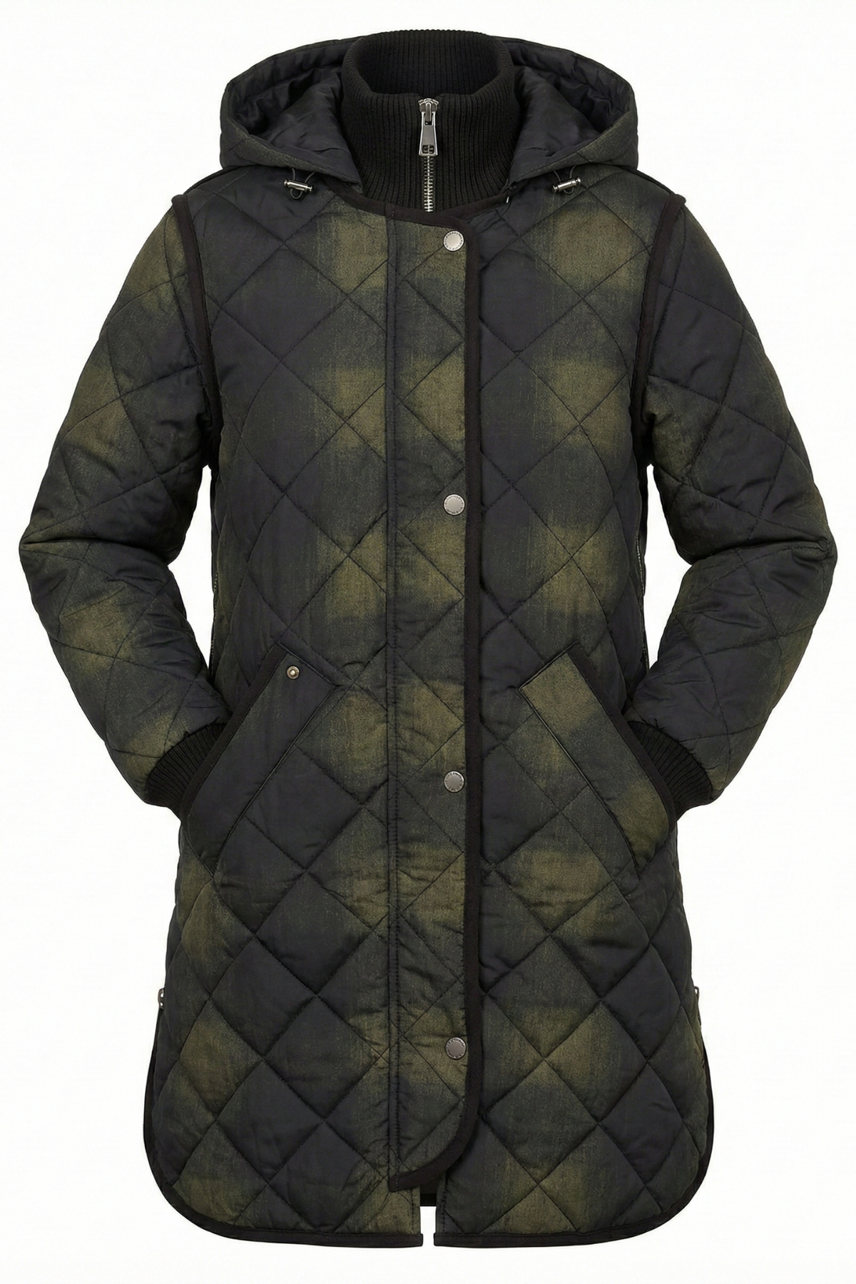 Libby, quilted full zip coat with removable hood