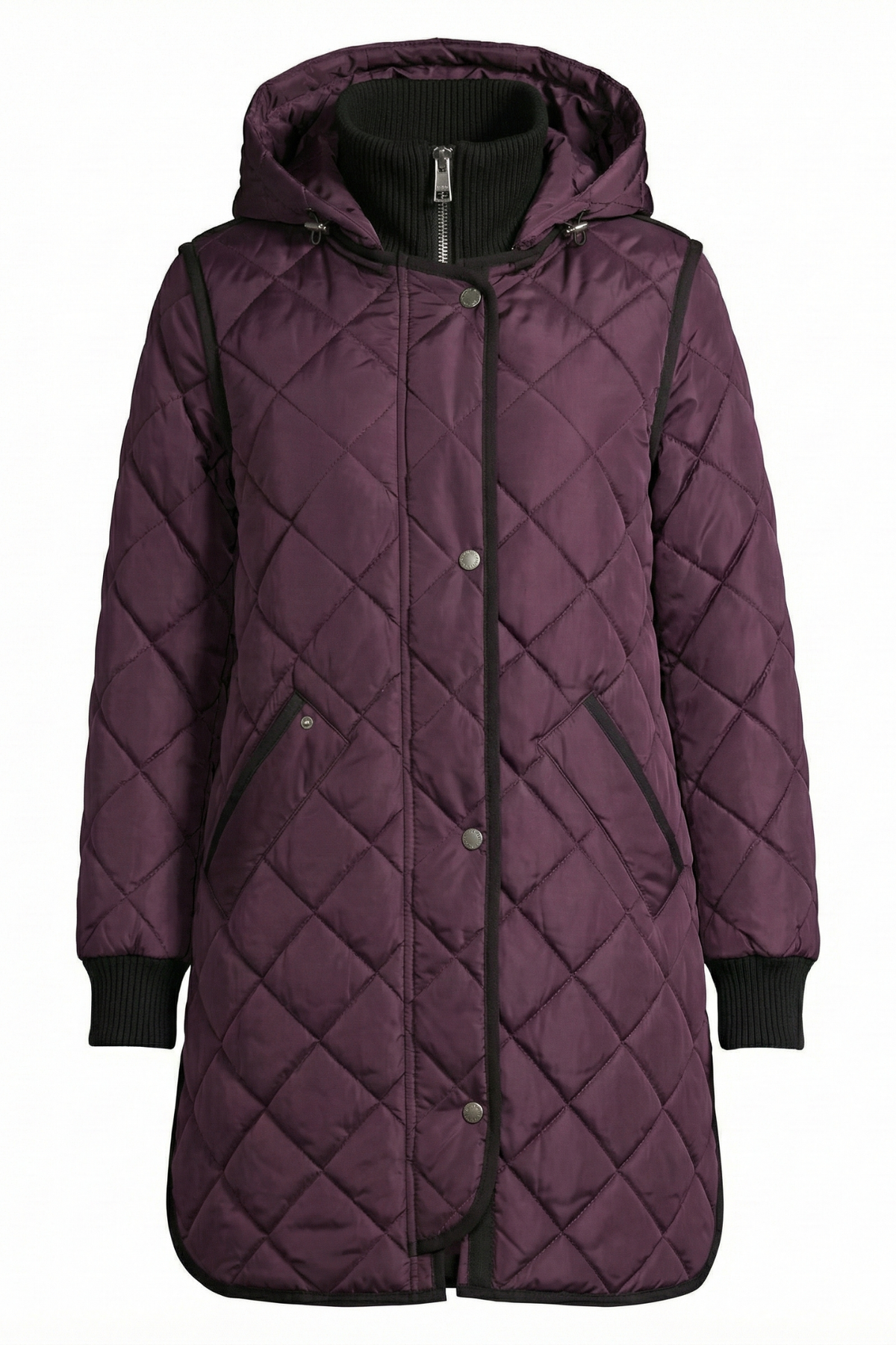 Libby, quilted full zip coat with removable hood