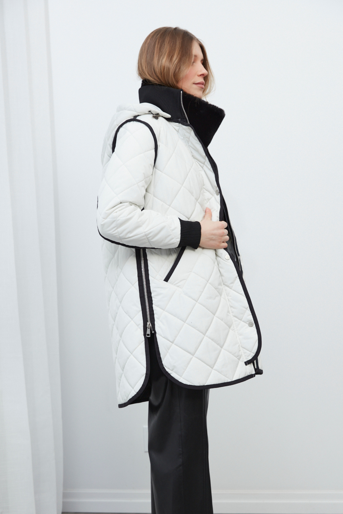 Libby, quilted full zip coat with removable hood