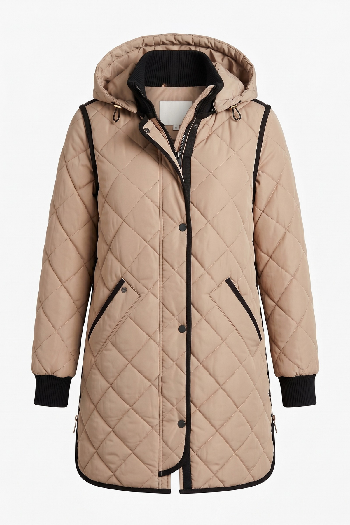 Libby, quilted full zip coat with removable hood