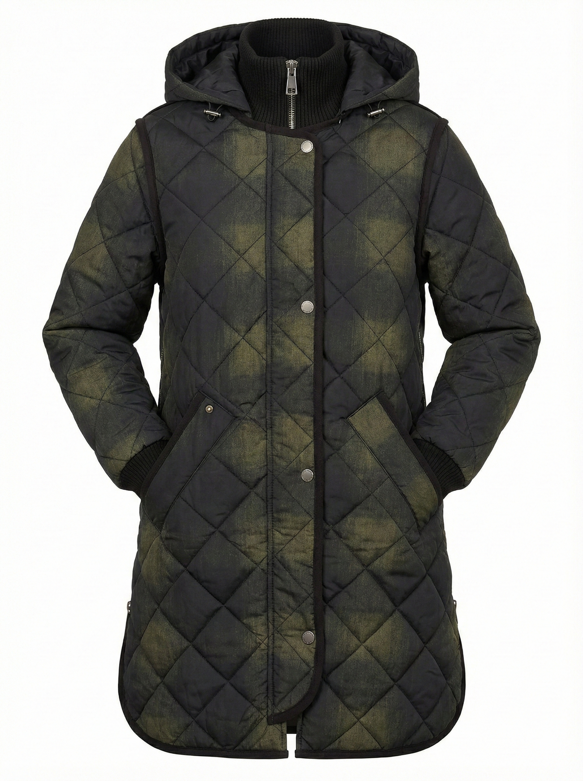Libby, quilted full zip coat with removable hood