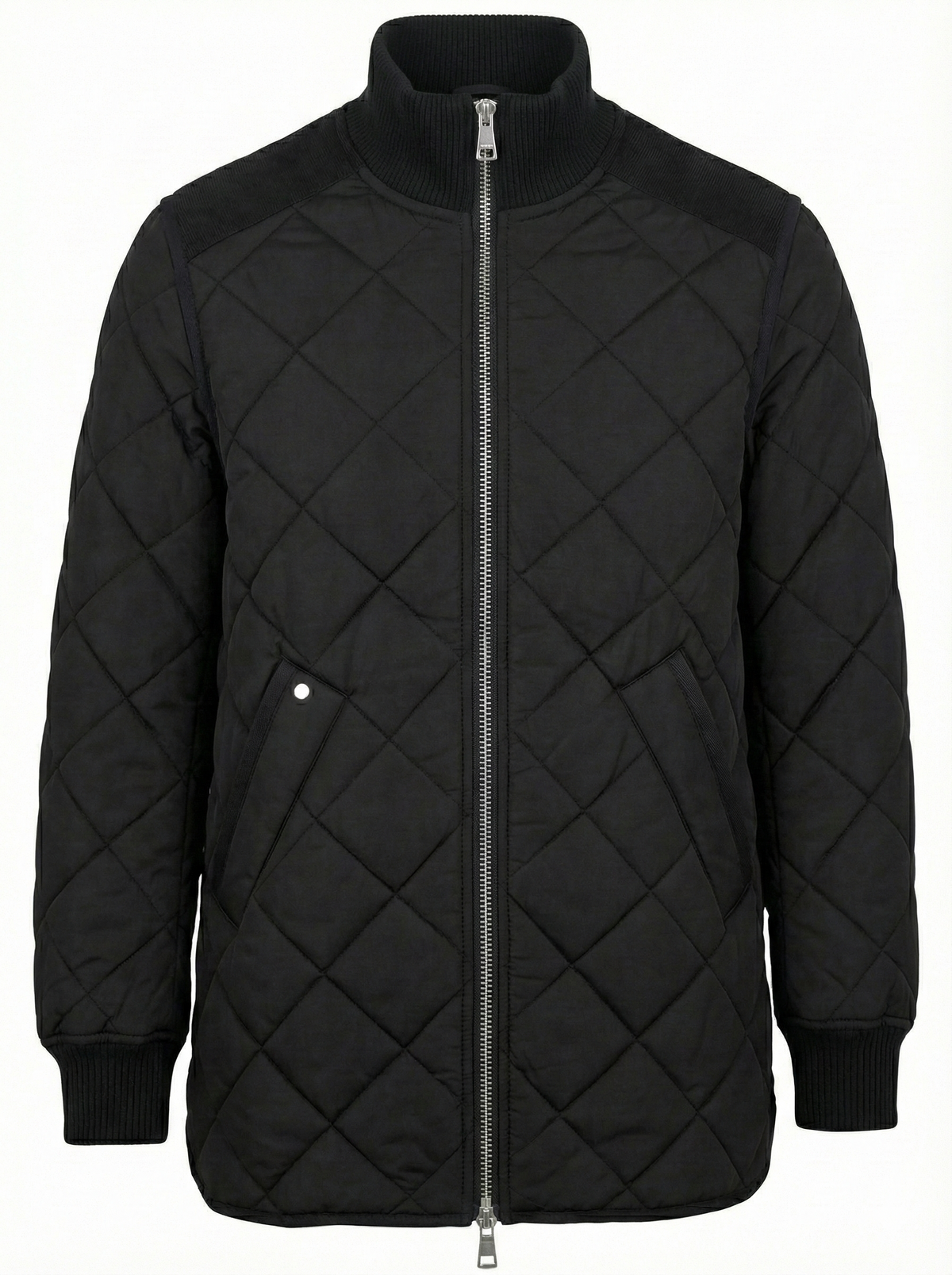 Livia, high-rib funnel-neck collar quilted jacket