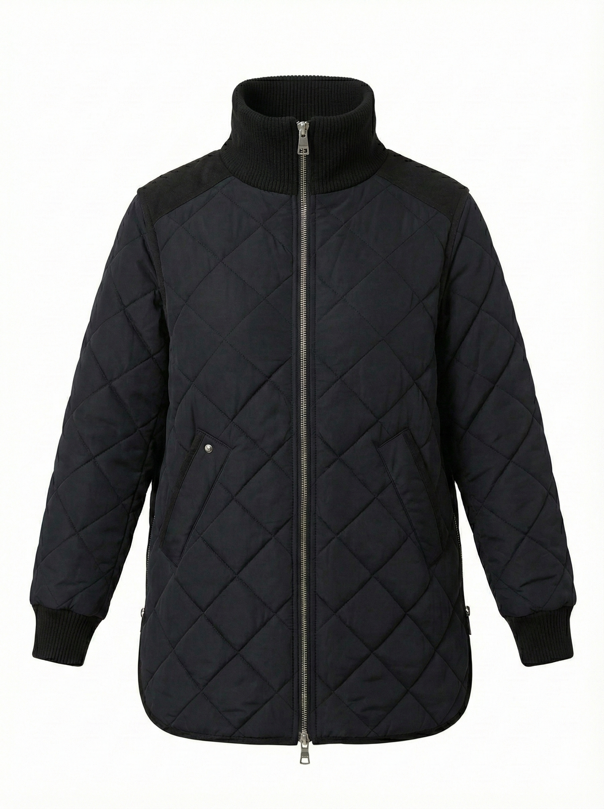 Livia, high-rib funnel-neck collar quilted jacket