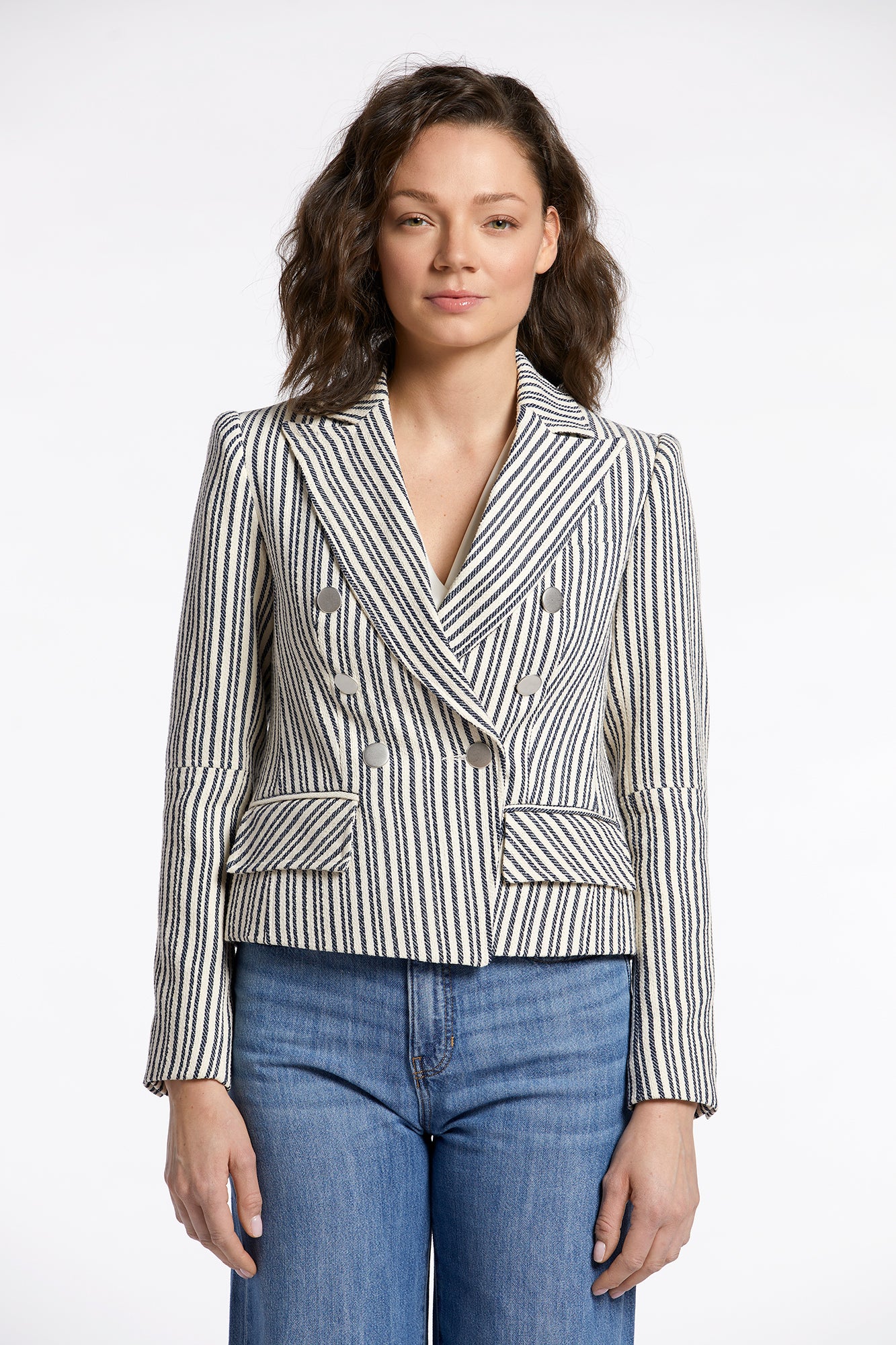 Blazer à rayures à double boutonnage Nicole