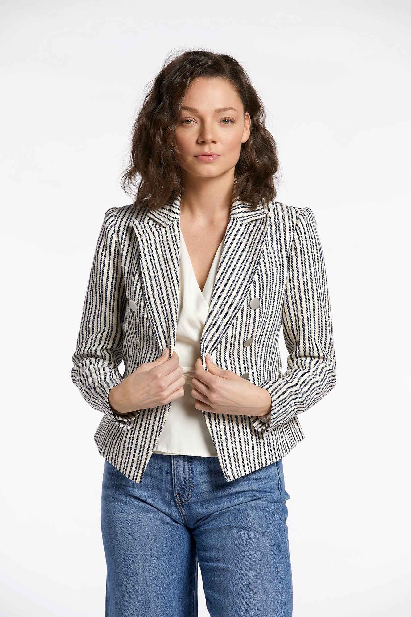 Blazer à rayures à double boutonnage Nicole