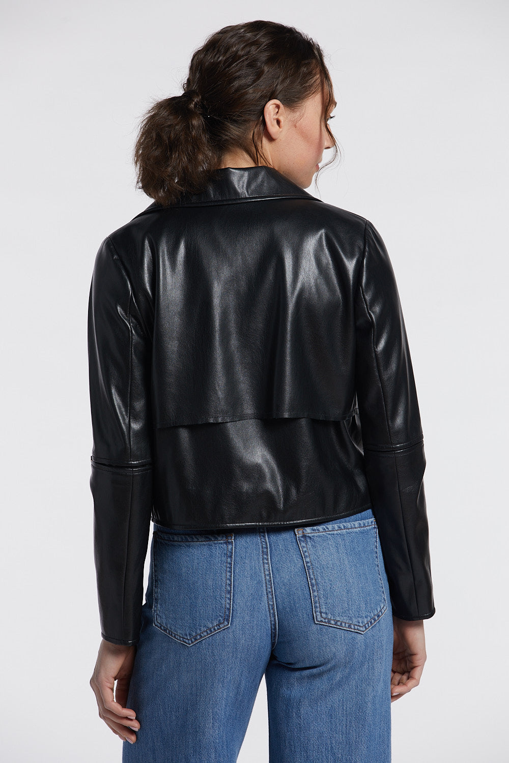 Ninon short vegan leather open front jacket