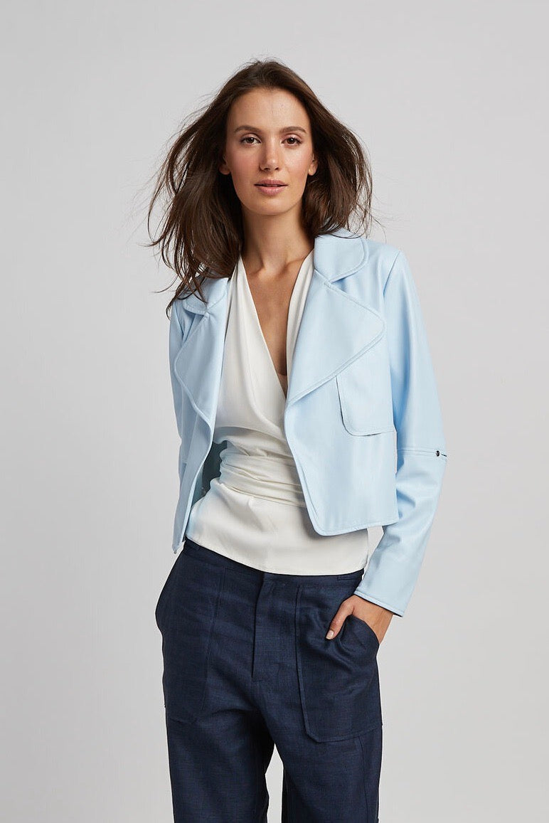 Ninon Short Vegan Leather Open Front Jacket