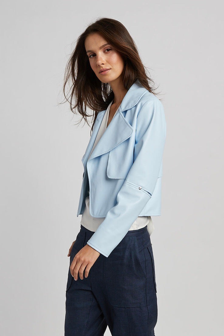 Ninon Short Vegan Leather Open Front Jacket