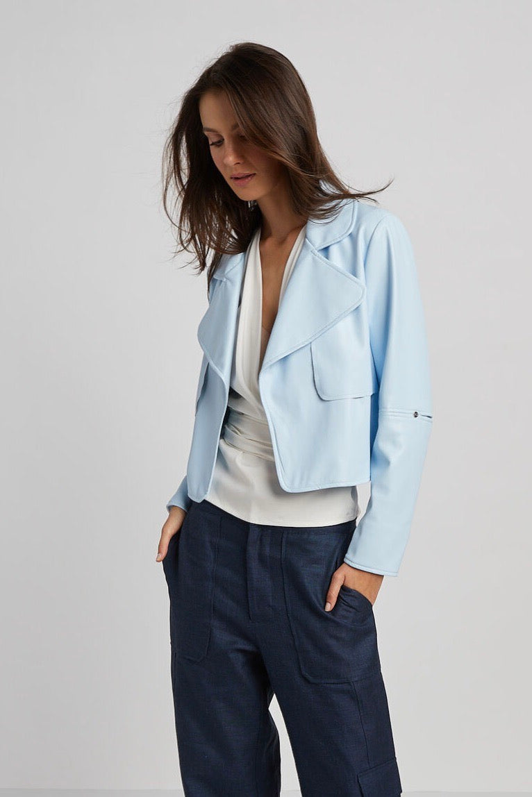 Ninon Short Vegan Leather Open Front Jacket