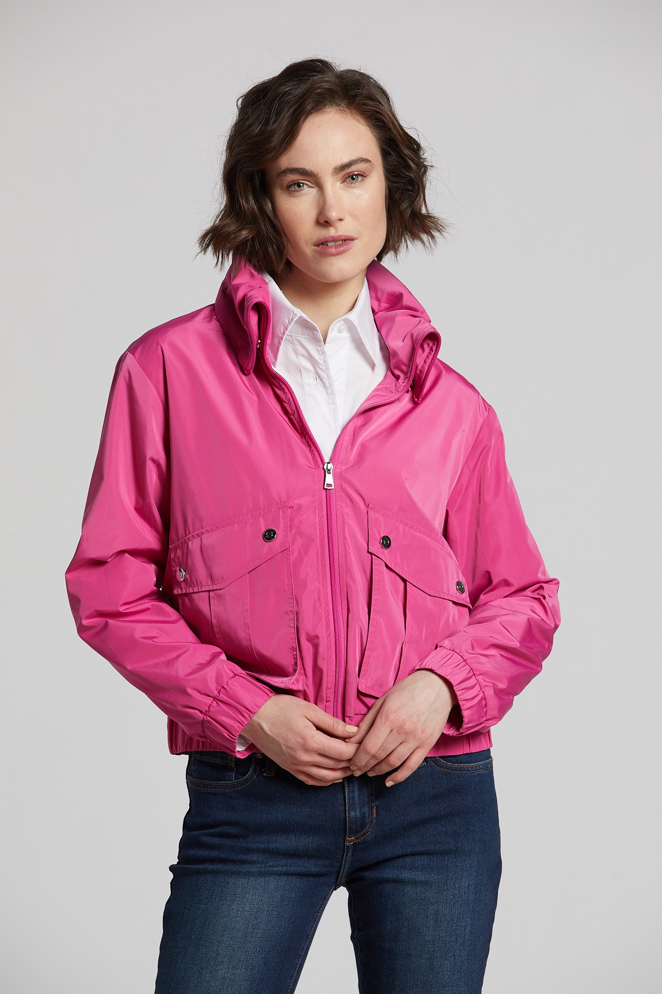 Nori lightweight bomber jacket with hidden hood
