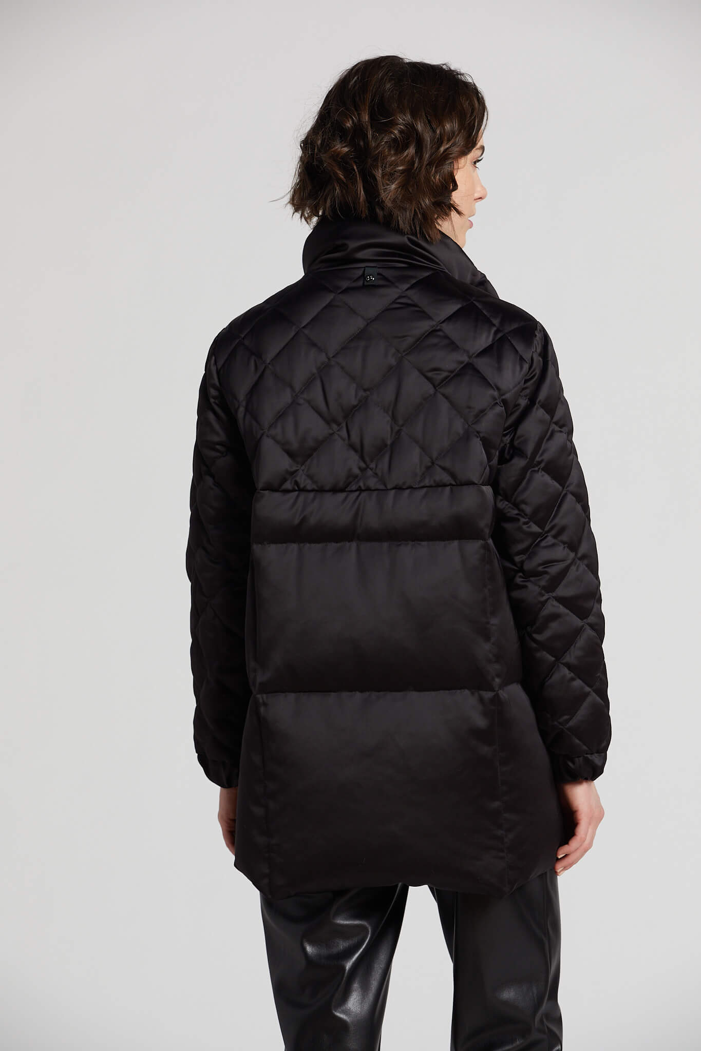 Praline multi quilting mid length down coat