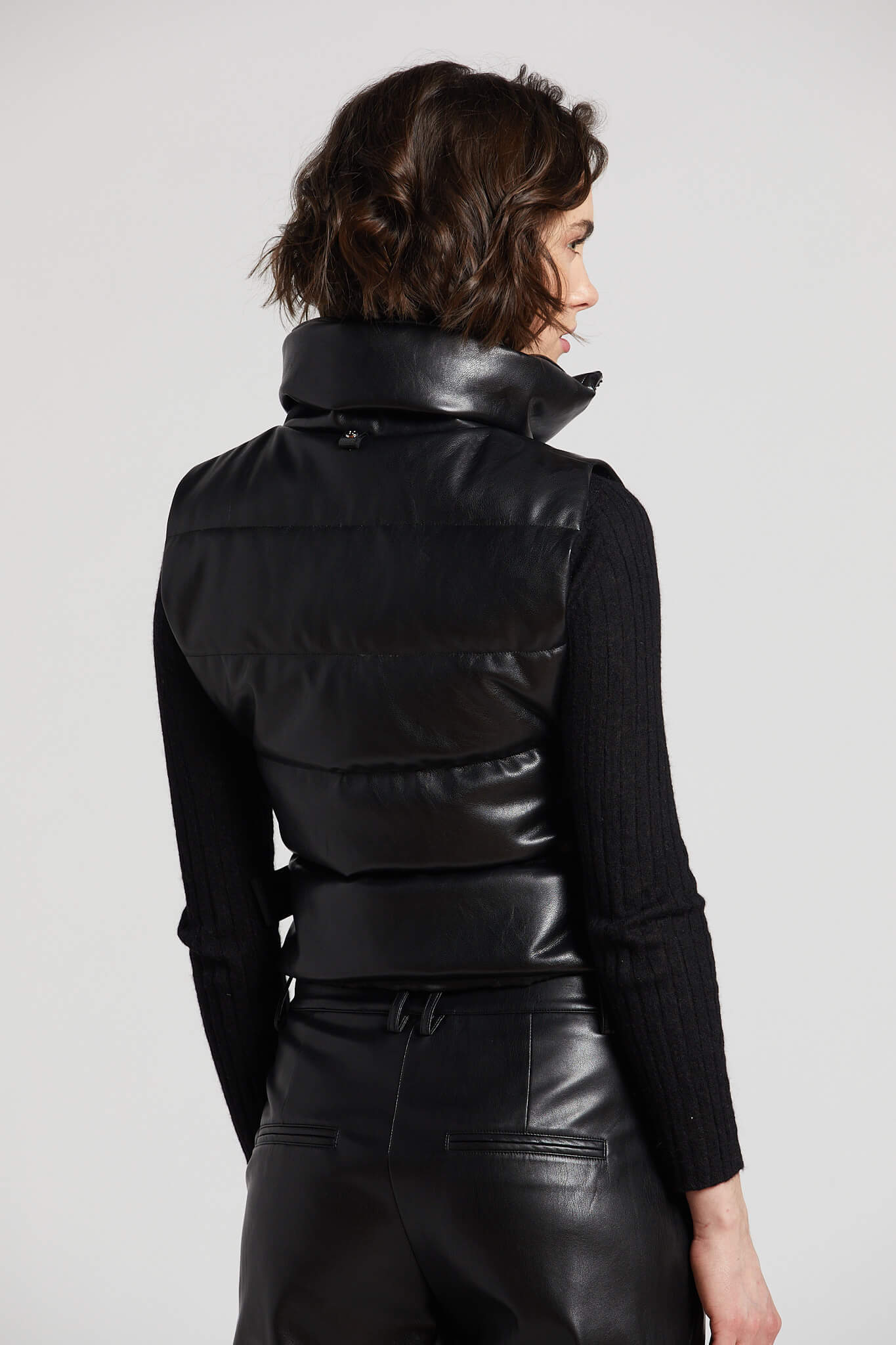 Pretty vegan leather gilet w/ adjustable side buckles