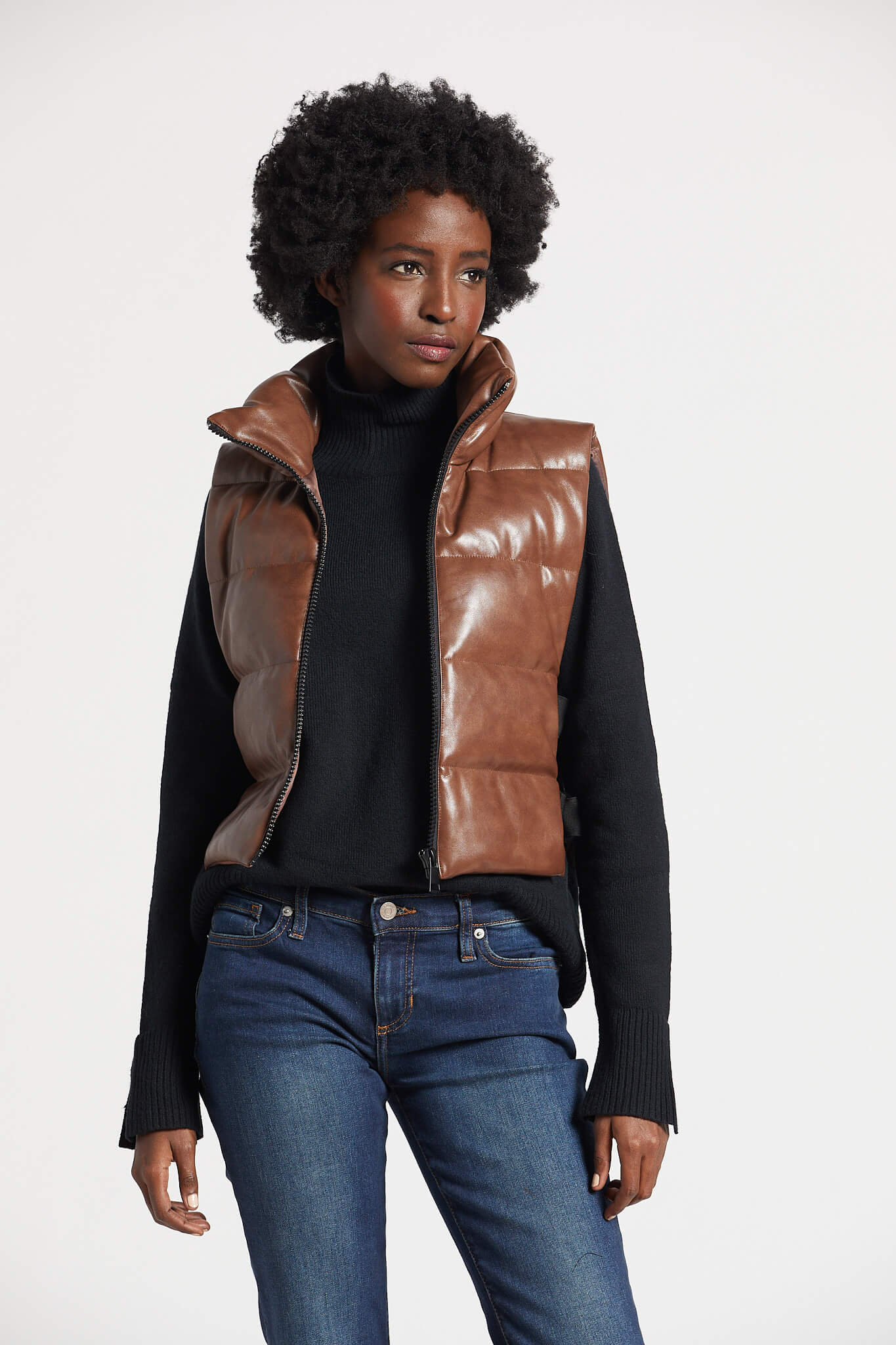 Pretty vegan leather gilet w/ adjustable side buckles