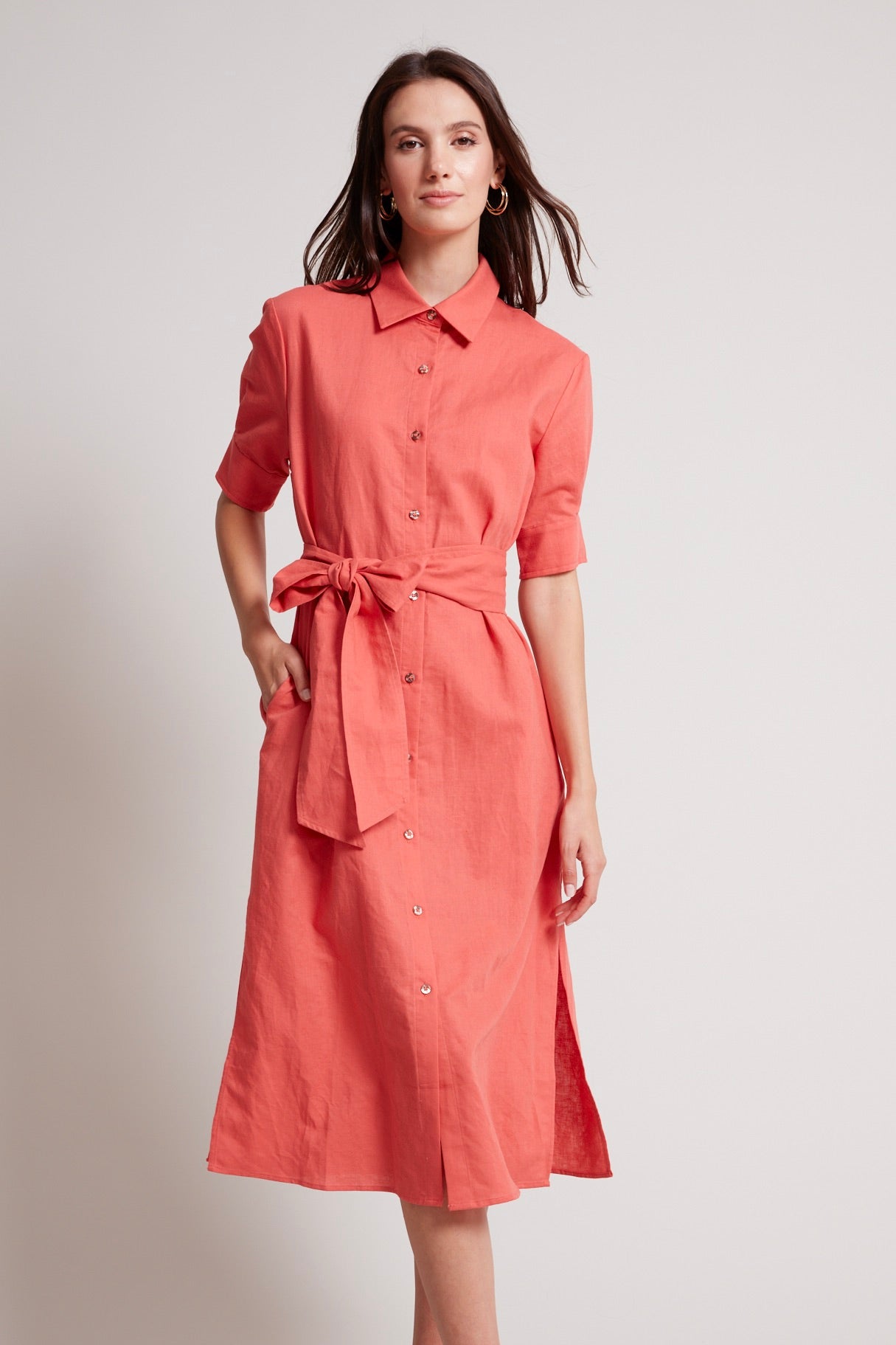 Randi long buttoned shirt dress
