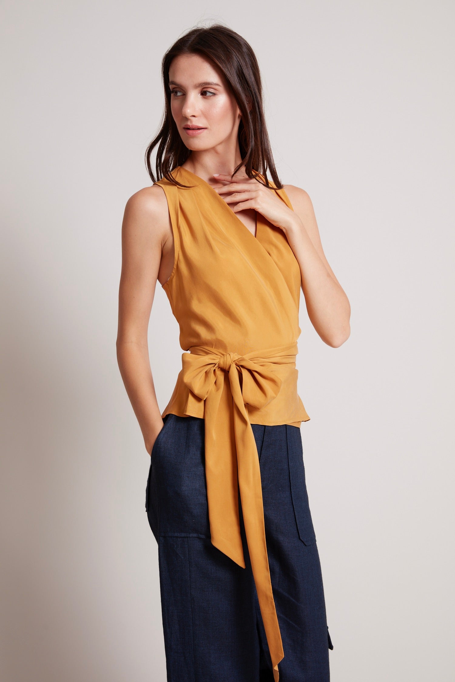 Remi sleeveless wrap top
