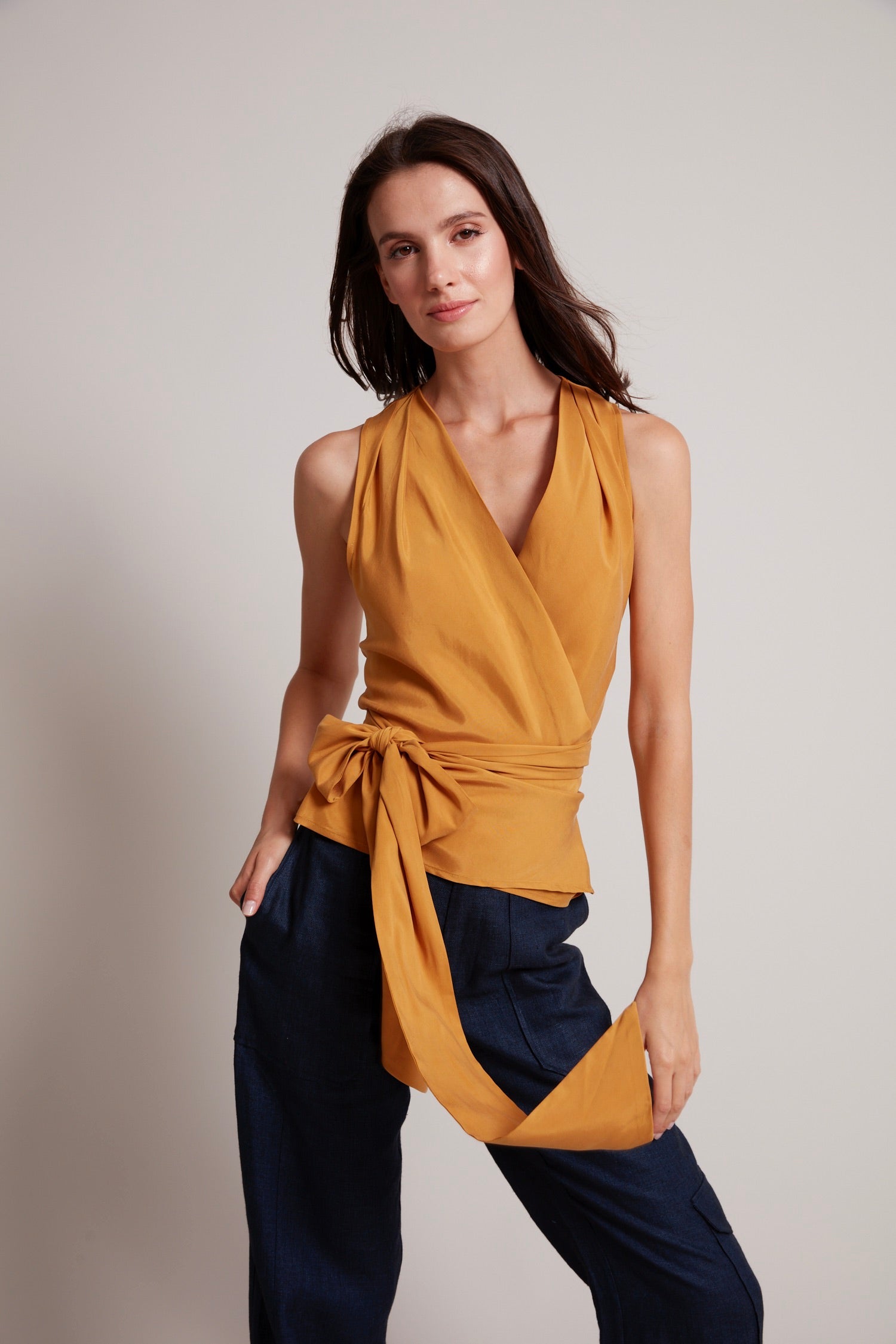 Remi sleeveless wrap top