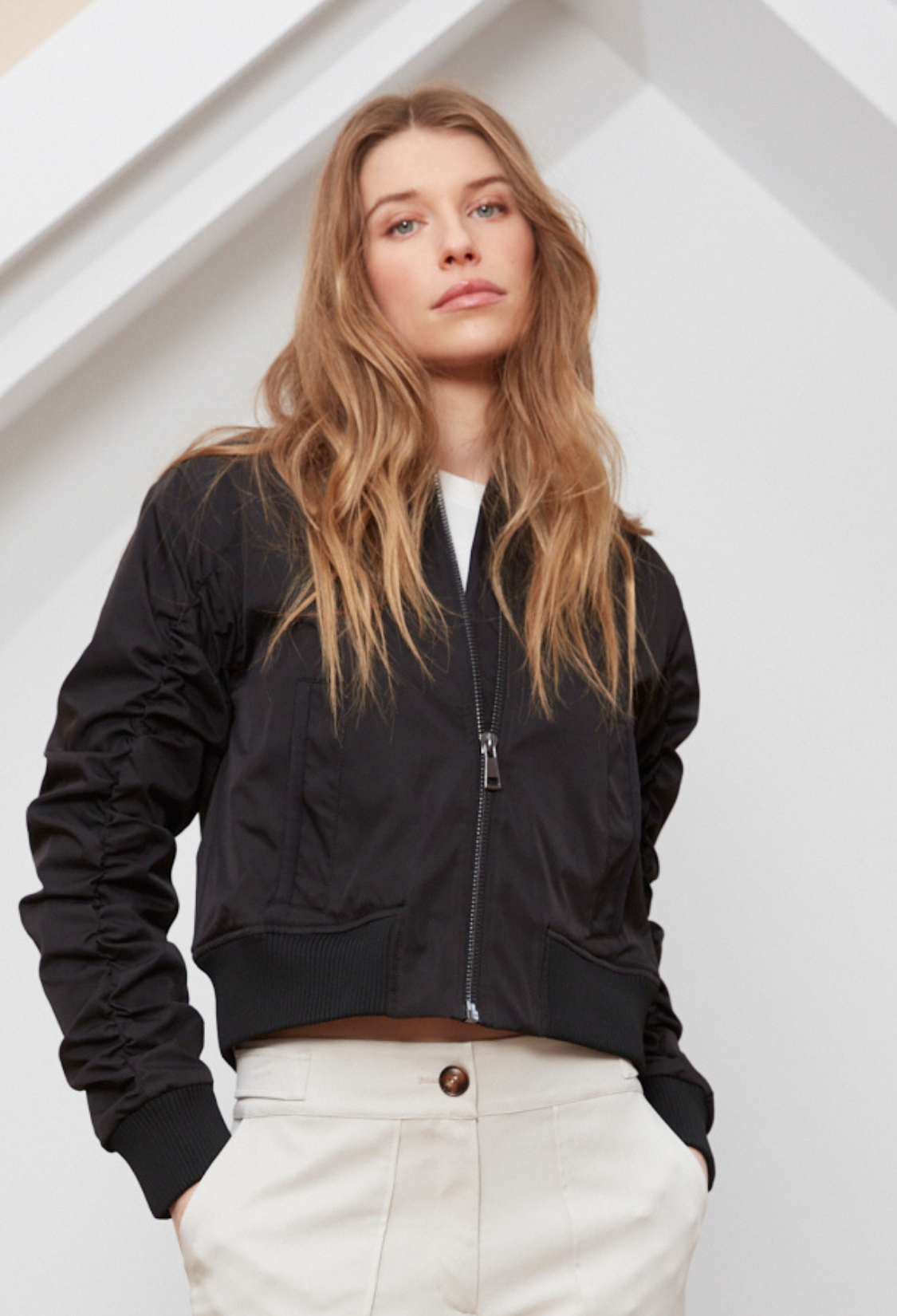 Cierra, bomber jacket with shirring detail