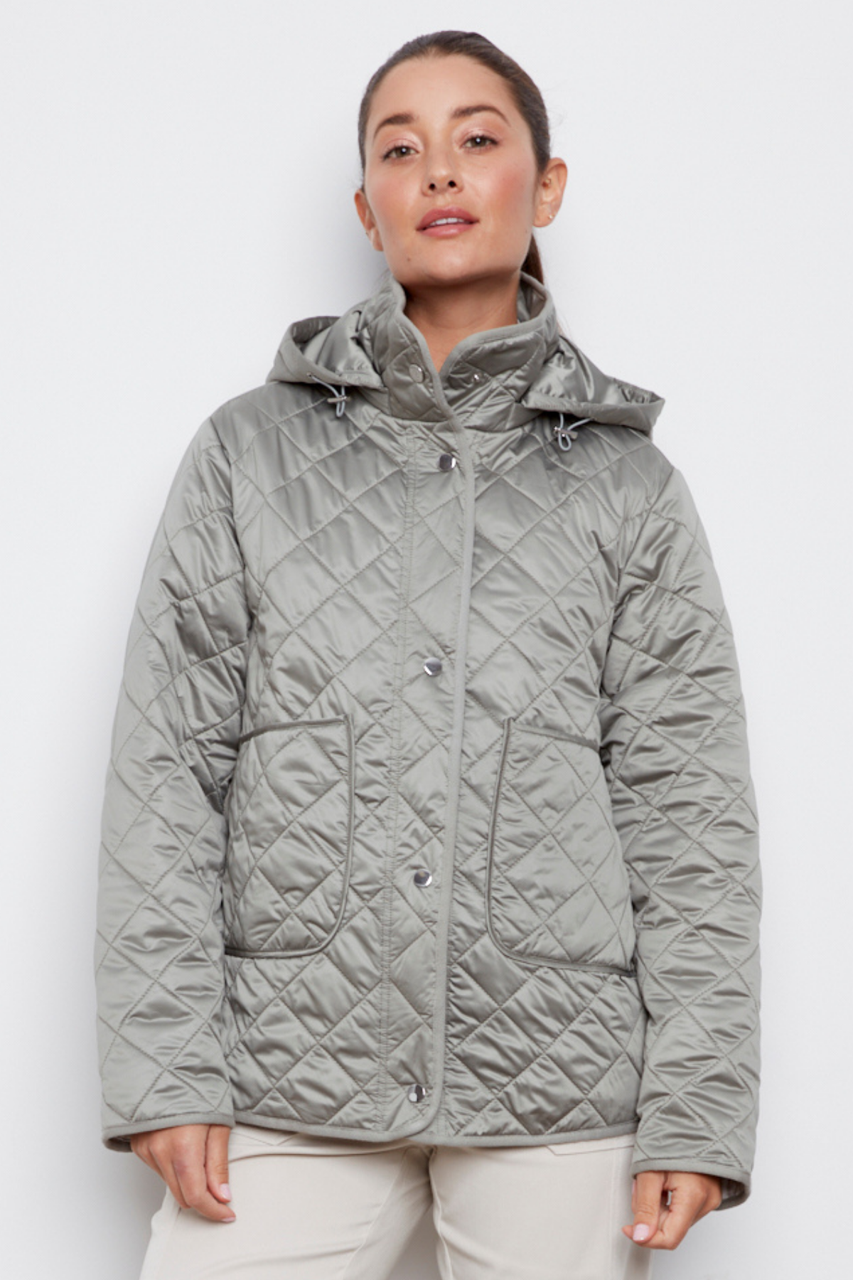 Shelby, quilted jacket with removable hood