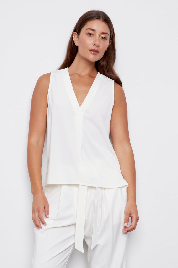 True sleeveless v-neck blouse