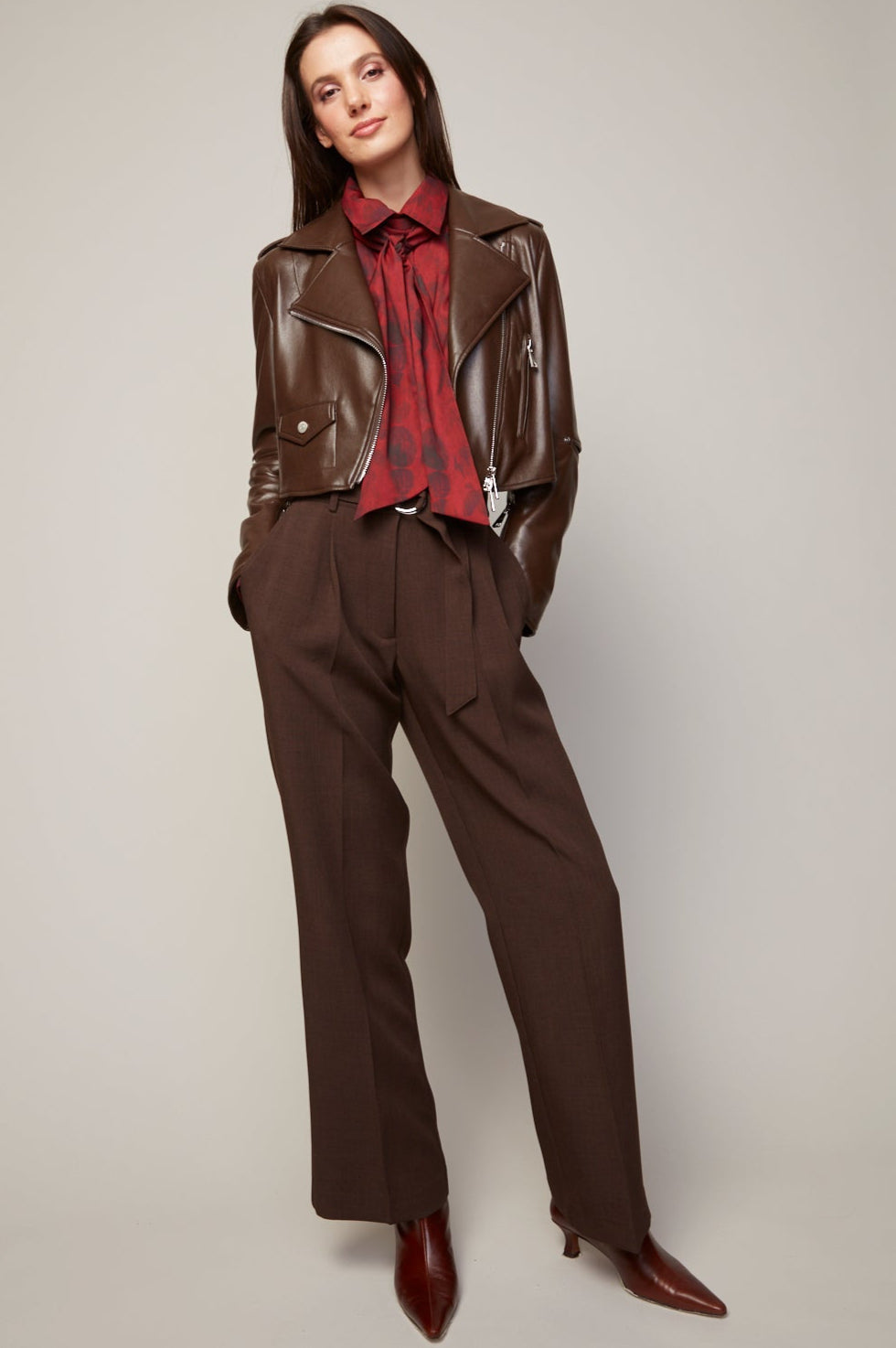 Tyra stretch vegan leather biker jacket