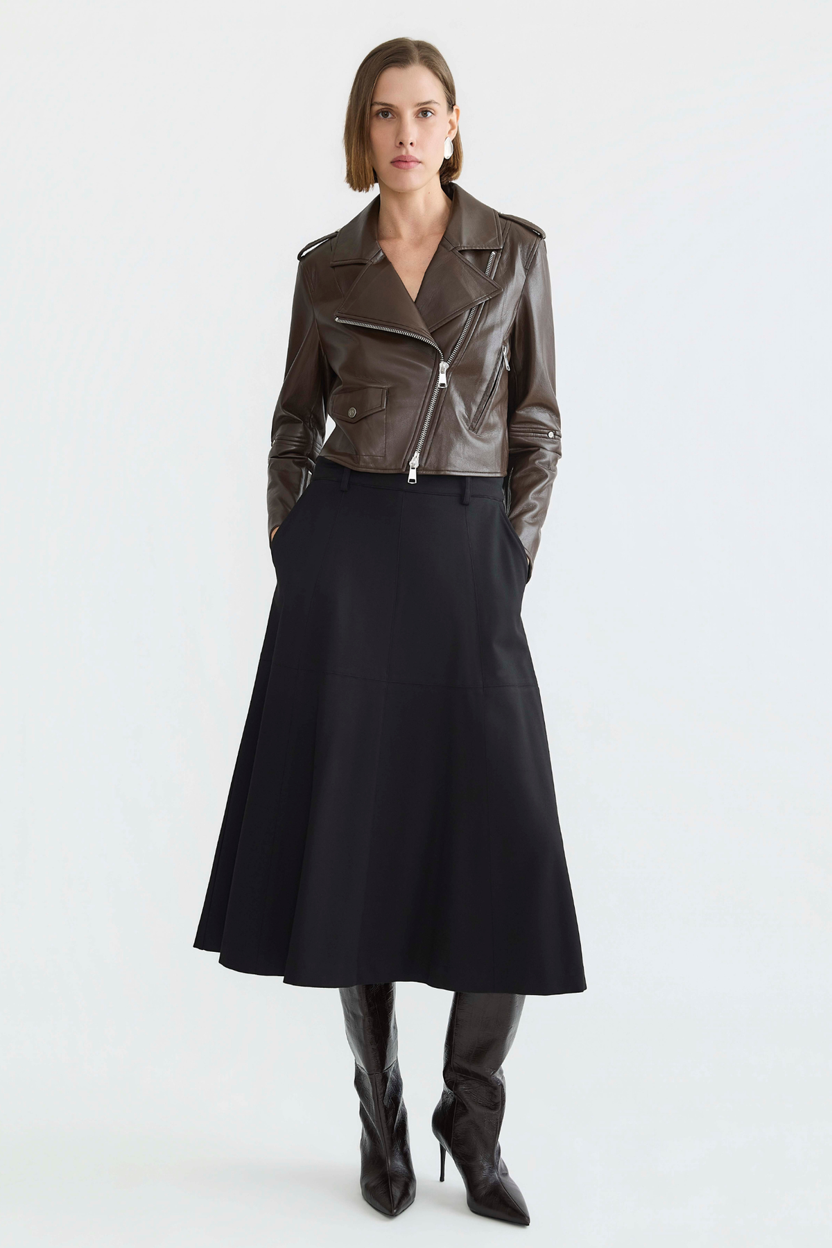 Tyra stretch vegan leather biker jacket