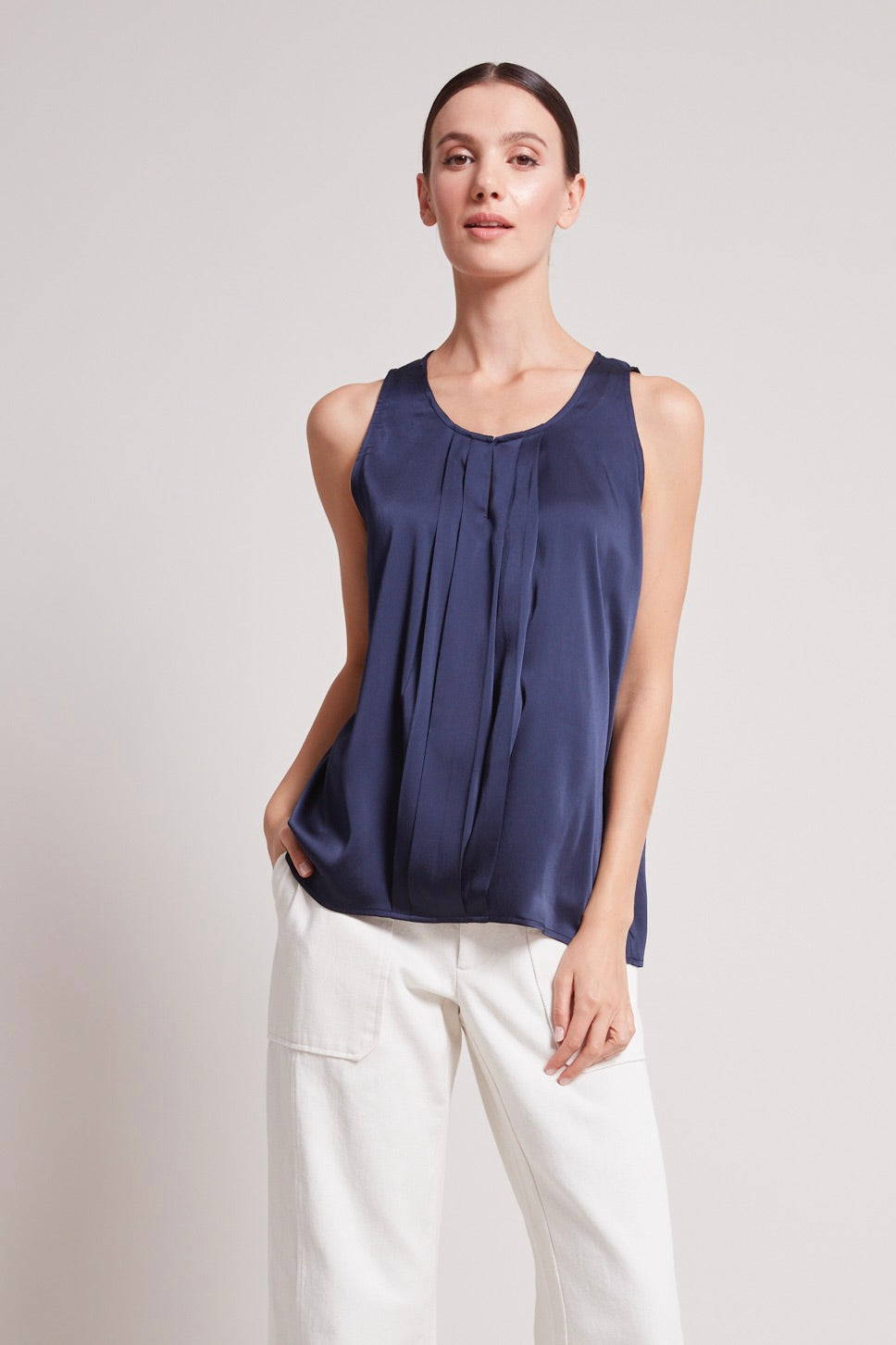 Tasha sleeveless front key hole blouse