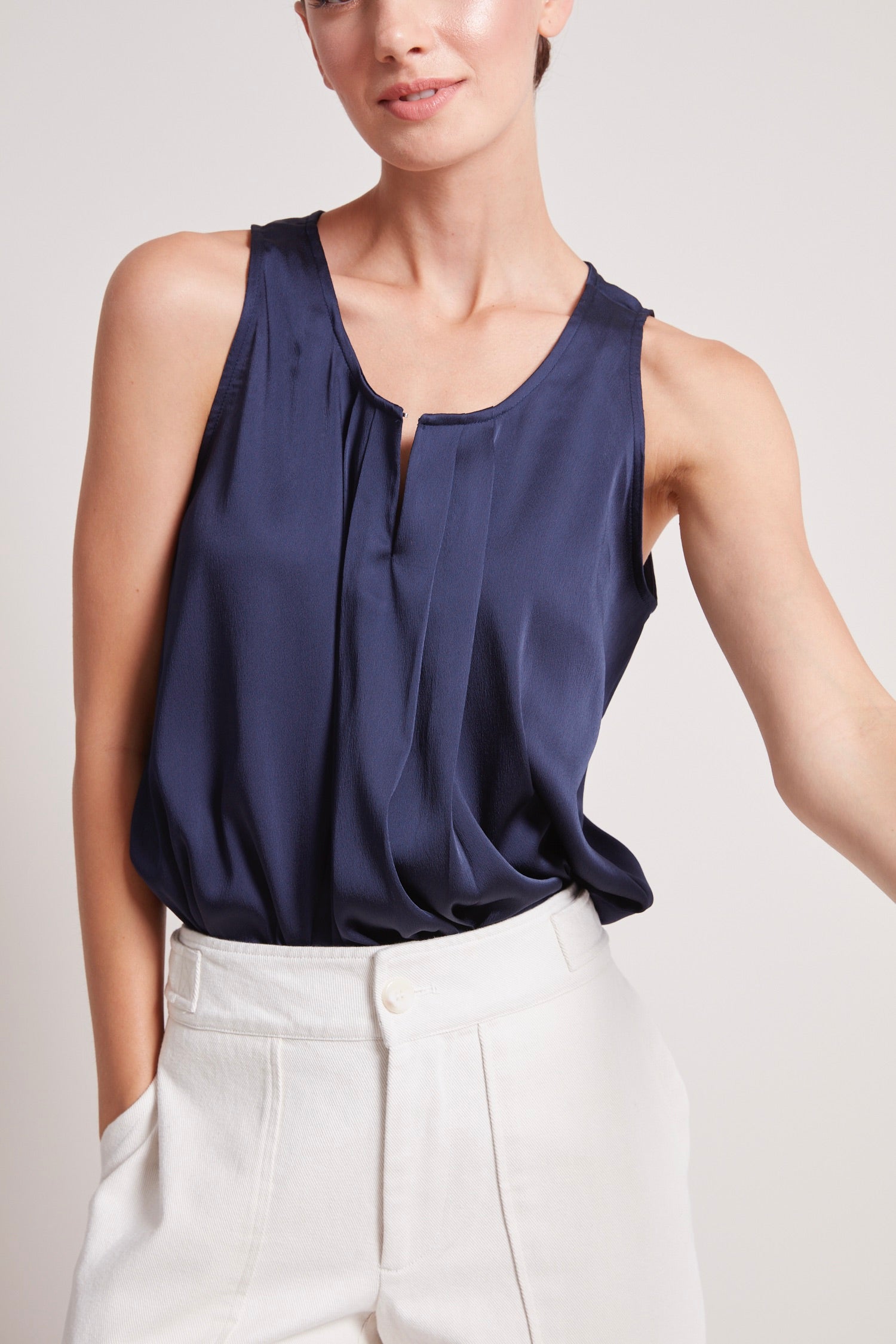 Tasha sleeveless front key hole blouse